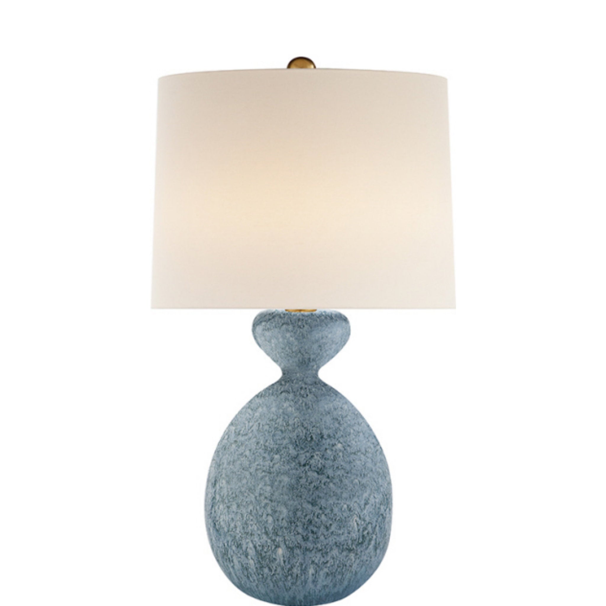 AERIN Gannet Table Lamp in Blue Lagoon with Linen Shade W17.5" x H29.25"