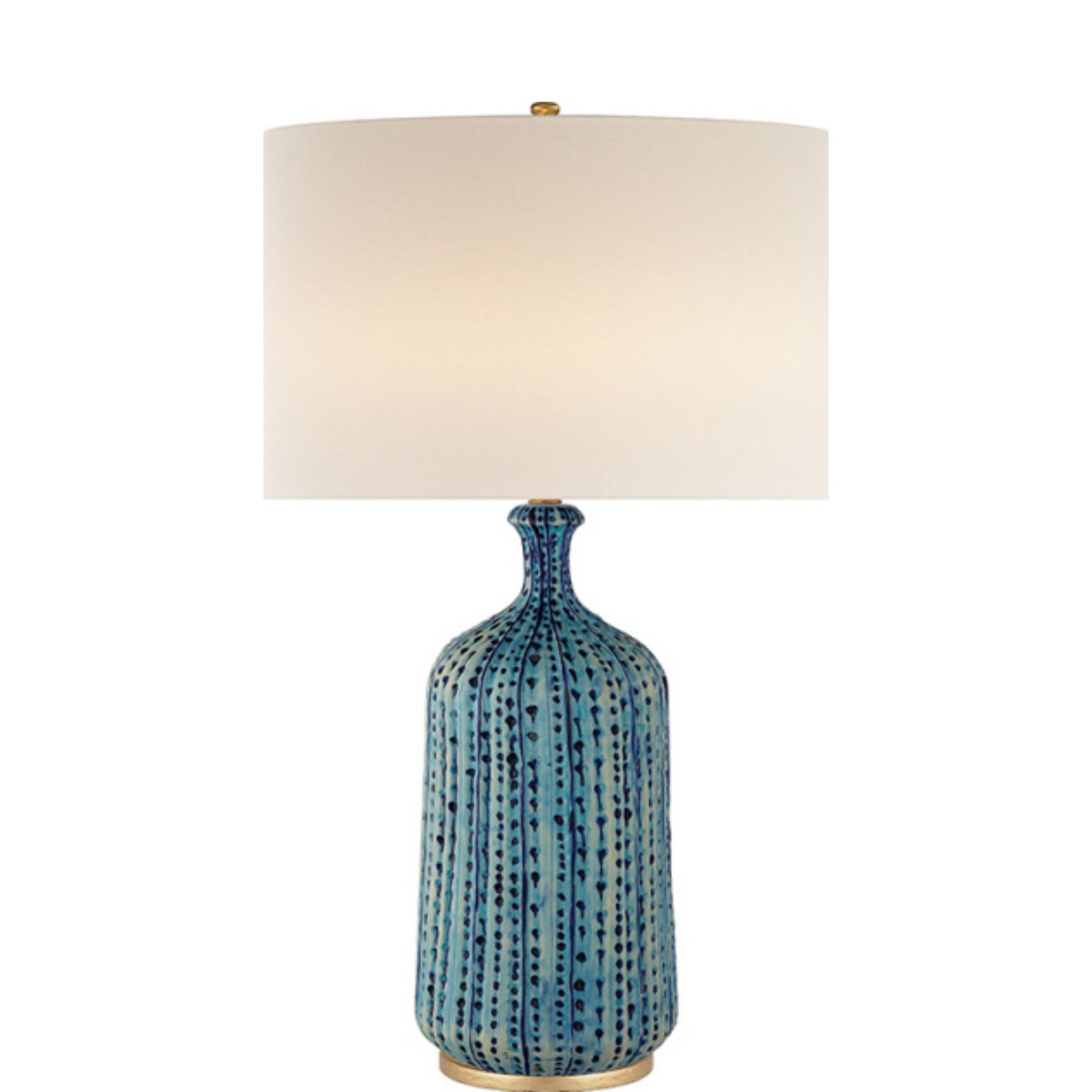 AERIN Culloden Table Lamp in Pebbled Aquamarine with Linen Shade W18" x H32.5"