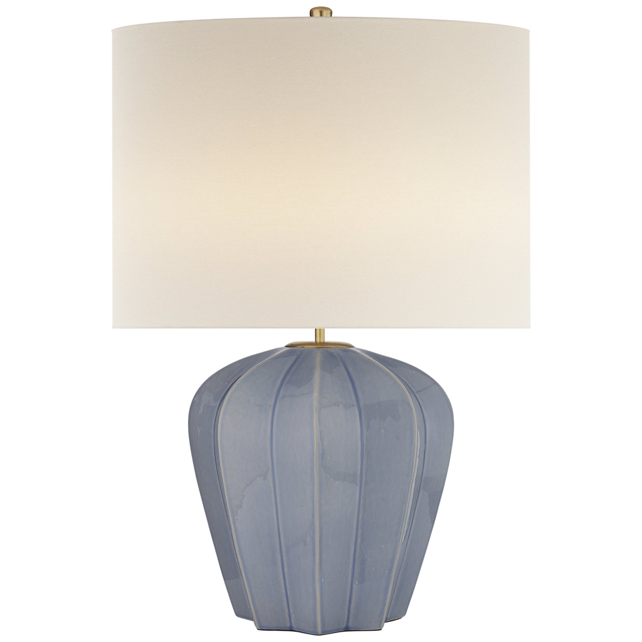 AERIN Pierrepont Medium Table Lamp in Polar Blue Crackle with Linen Shade W21" x H30"