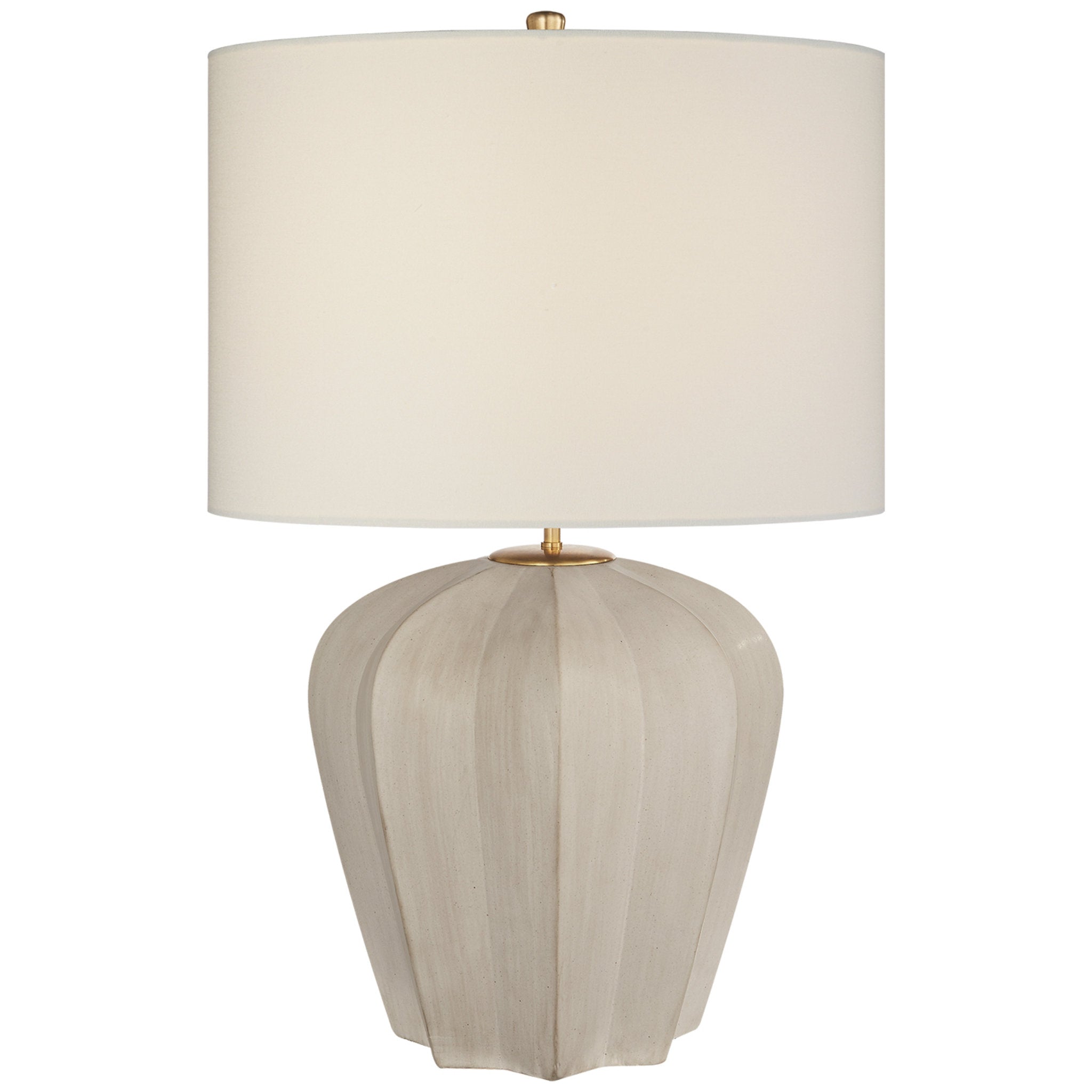 AERIN Pierrepont Medium Table Lamp in Stone White with Linen Shade W21" x H30"
