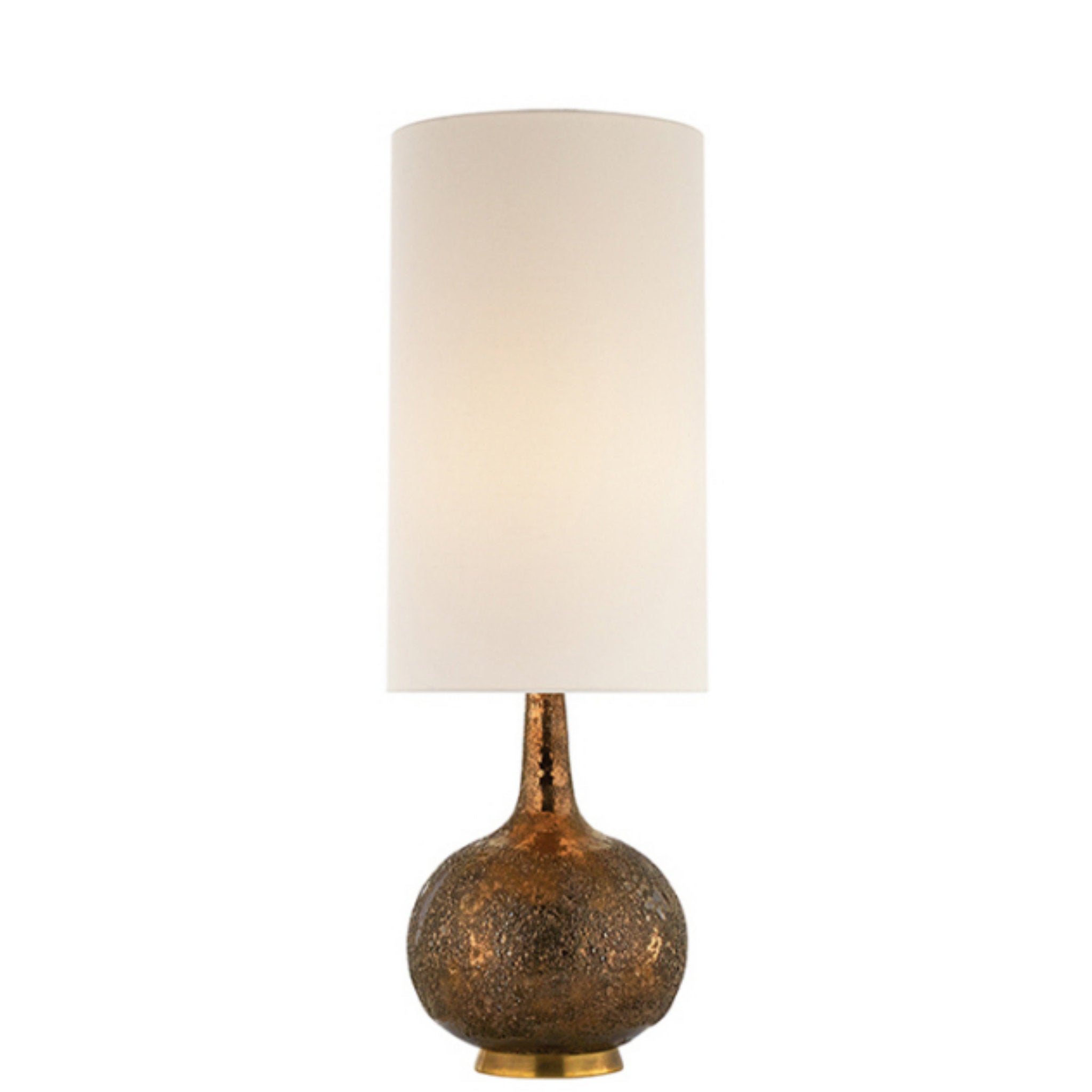 AERIN Hunlen Table Lamp in Chalk Burnt Gold with Linen Shade W8.5" x H25.25"