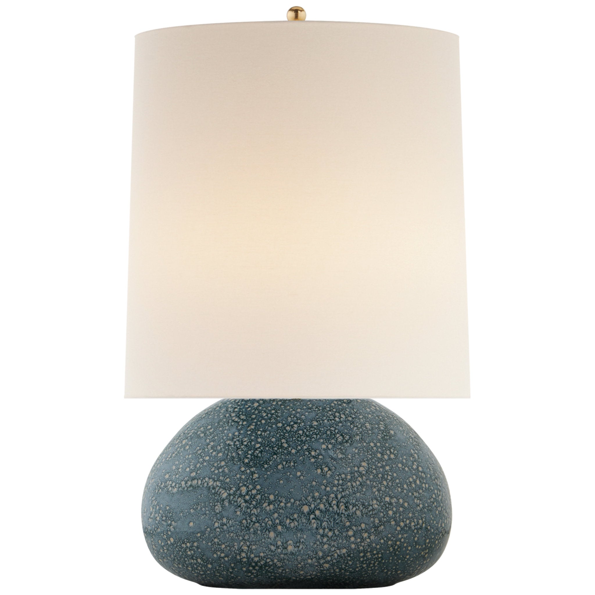 AERIN Sumava Medium Table Lamp in Blue Lagoon with Linen Shade W17" x H26.5"