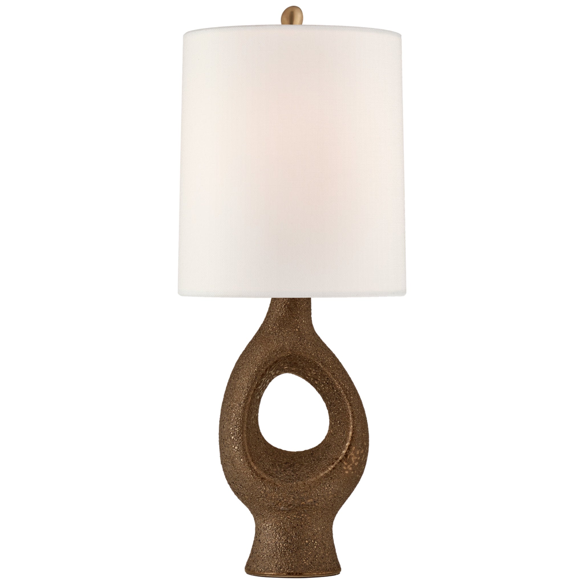 AERIN Capra Medium Table Lamp in Chalk Burnt Gold with Linen Shade W12" x H29"