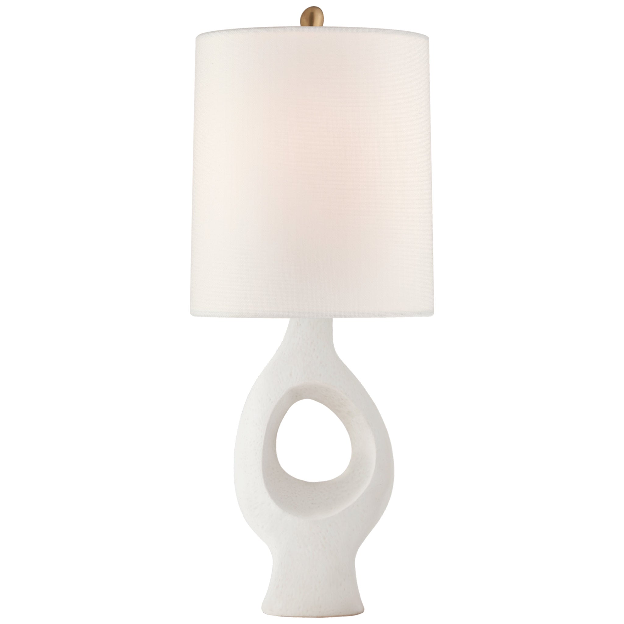 AERIN Capra Medium Table Lamp in Marion White with Linen Shade W12" x H29"