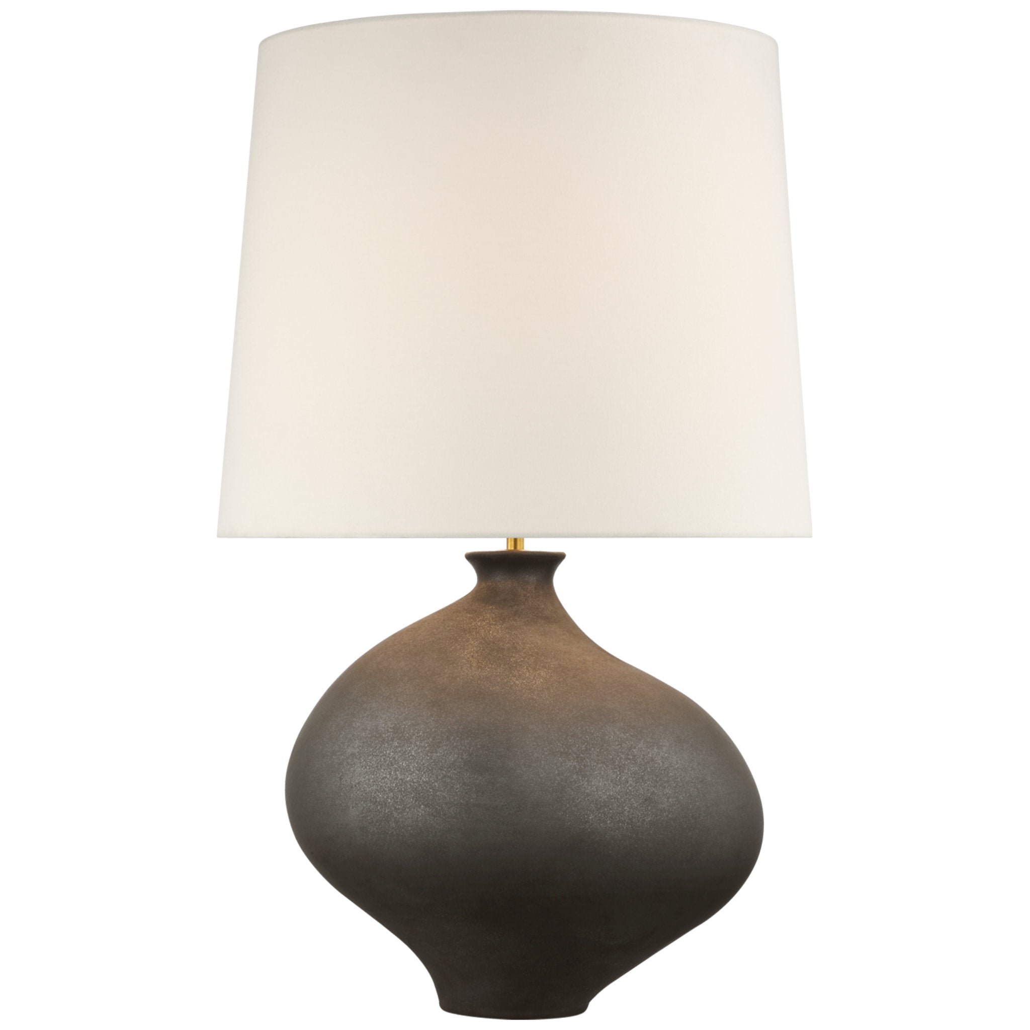 AERIN Celia Large Left Table Lamp in Stained Black Metallic with Linen Shade W16.5" x H28.75"