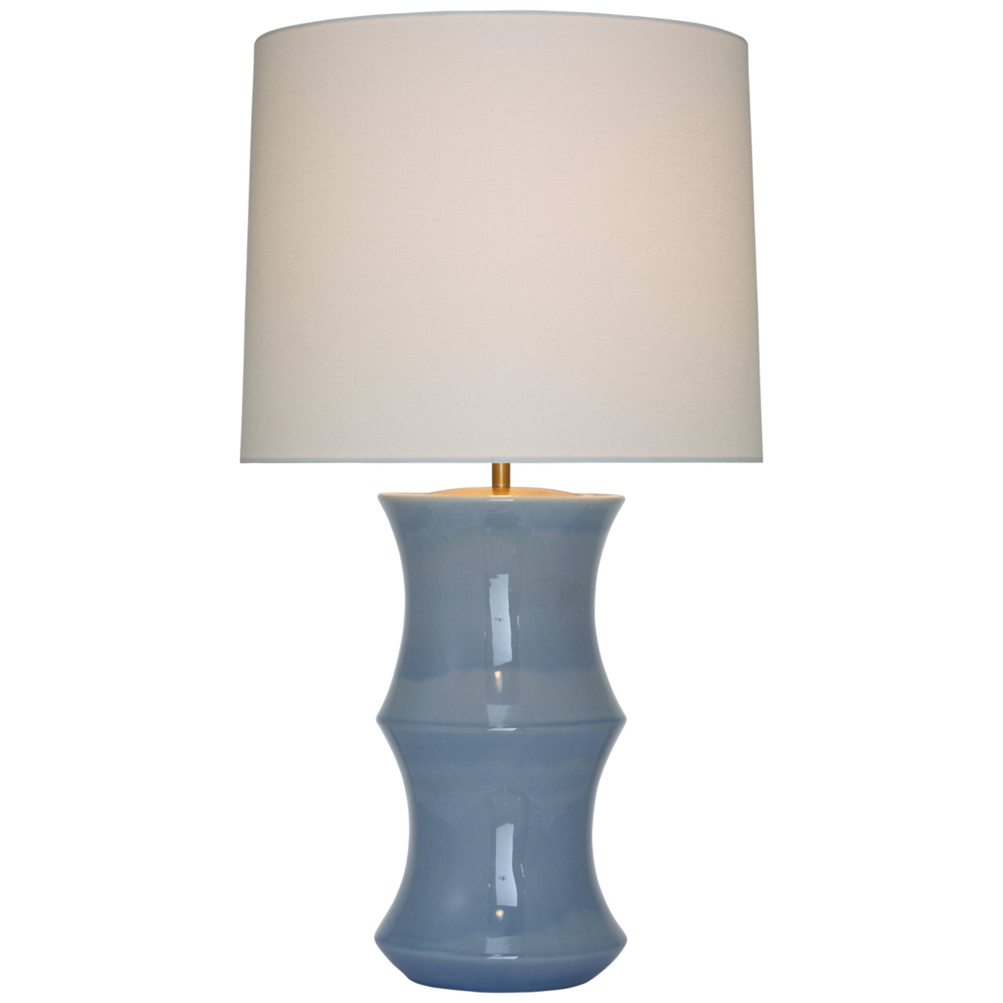 AERIN Marella Medium Table Lamp in Polar Blue Crackle with Linen Shade W17.5" x H33"