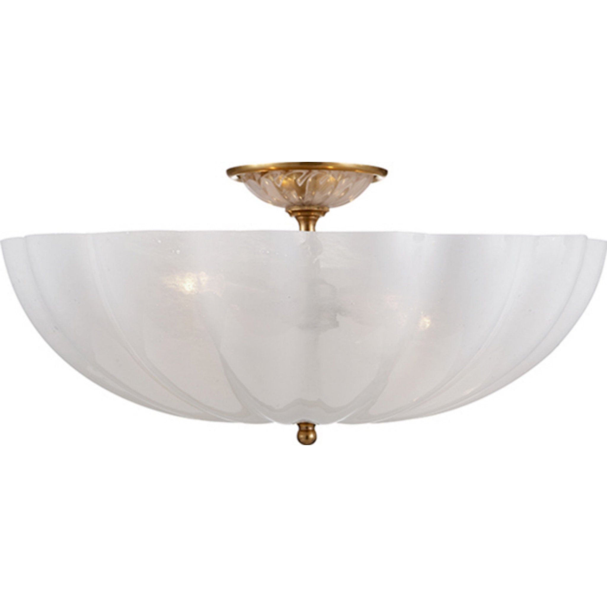 AERIN Rosehill Large Semi-Flush Mount in Hand-Rubbed Antique Brass with White Strie Glass Ceiling Light W21" x H10.25"