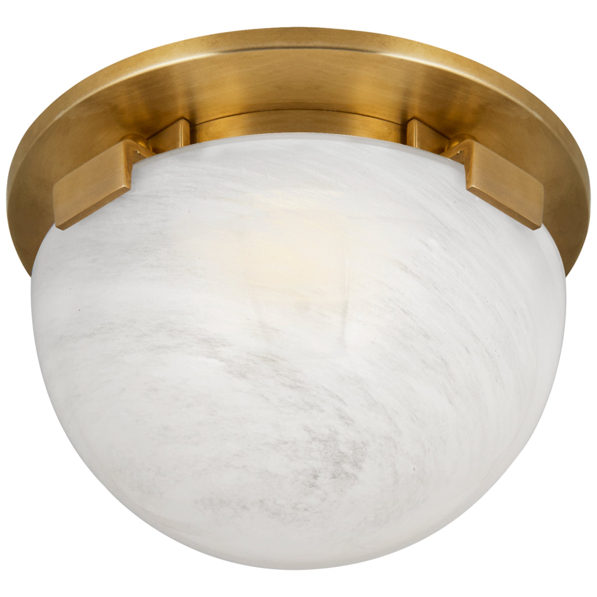 AERIN Serein 5.5" Solitaire Flush Mount in Hand-Rubbed Antique Brass with White Strie Glass Ceiling Light W5.5" x H3.5"