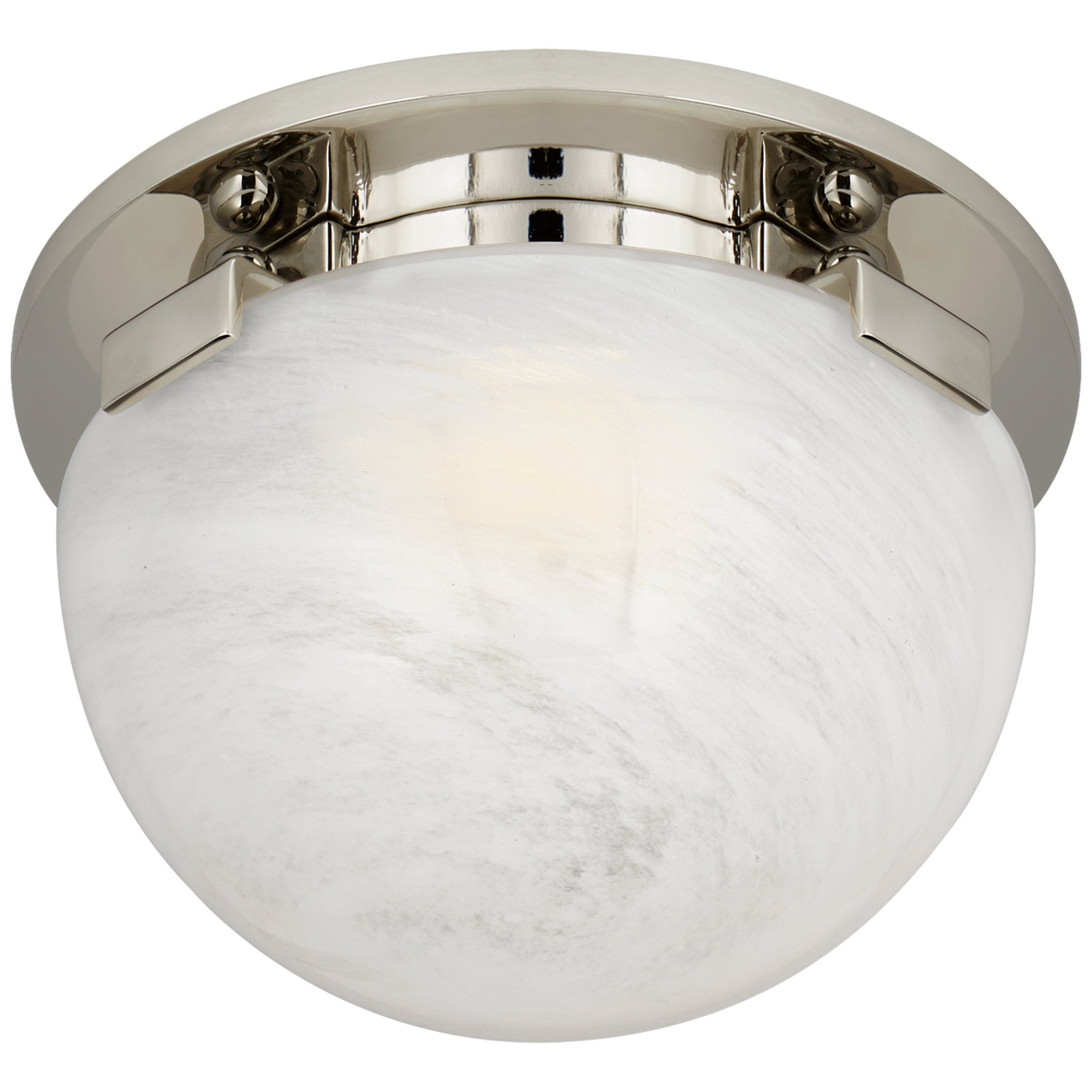 AERIN Serein 5.5" Solitaire Flush Mount in Polished Nickel with White Strie Glass Ceiling Light W5.5" x H3.5"