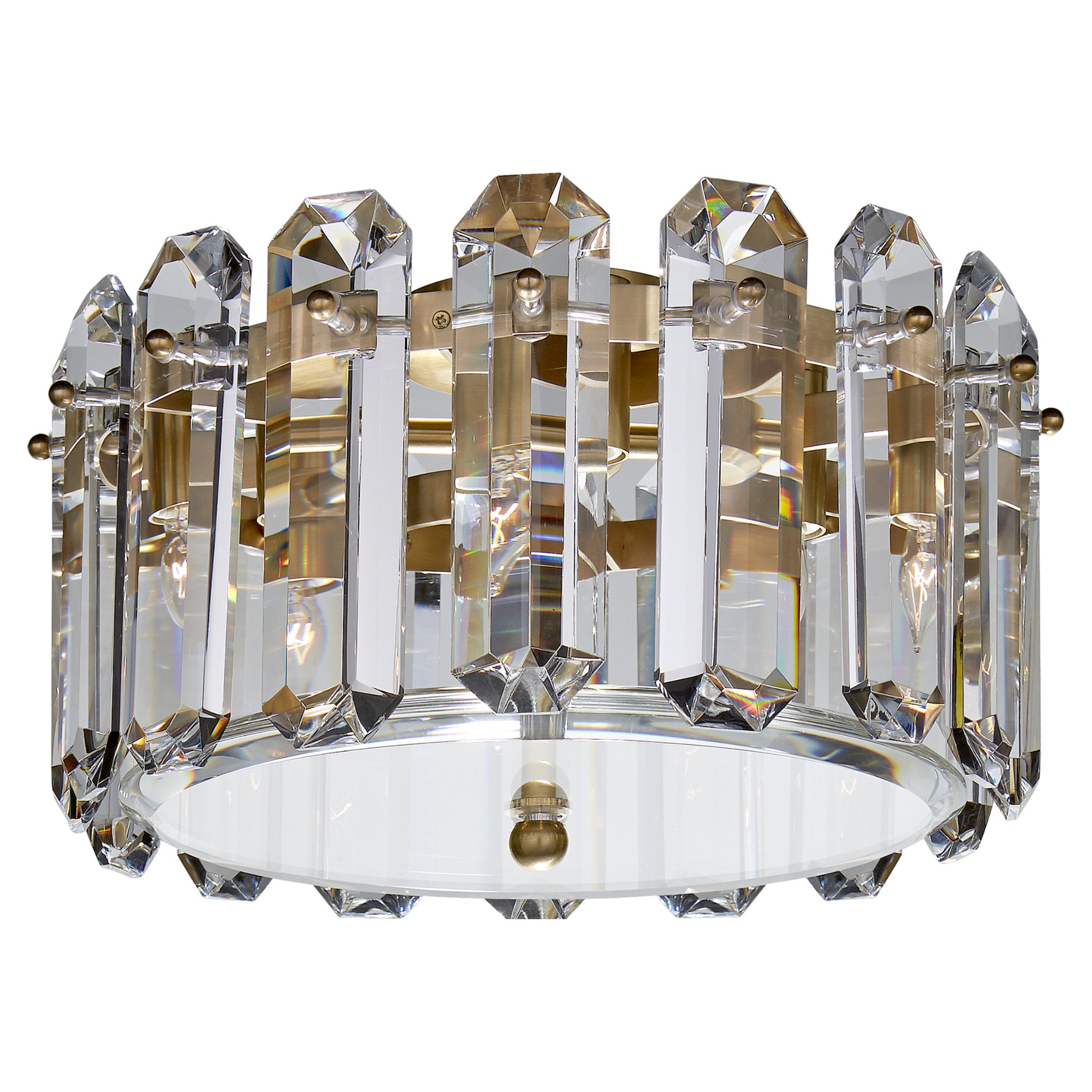 AERIN Bonnington Small Flush Mount in Hand-Rubbed Antique Brass with Crystal Ceiling Light W14.25" x H8.25"