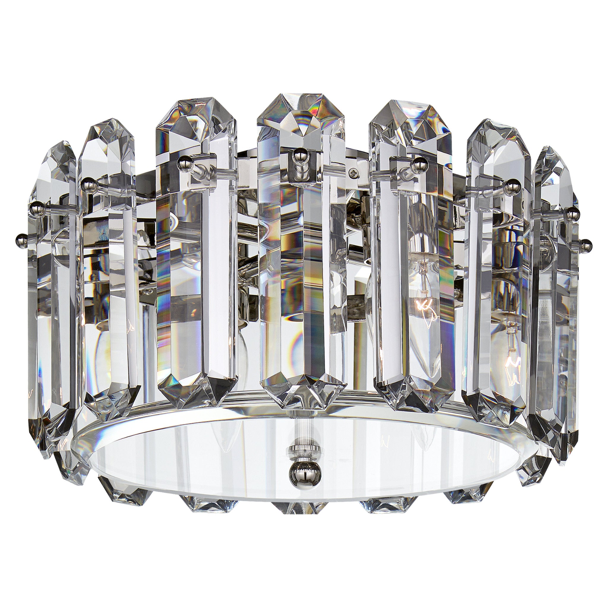 AERIN Bonnington Small Flush Mount in Polished Nickel with Crystal Ceiling Light W14.25" x H8.25"