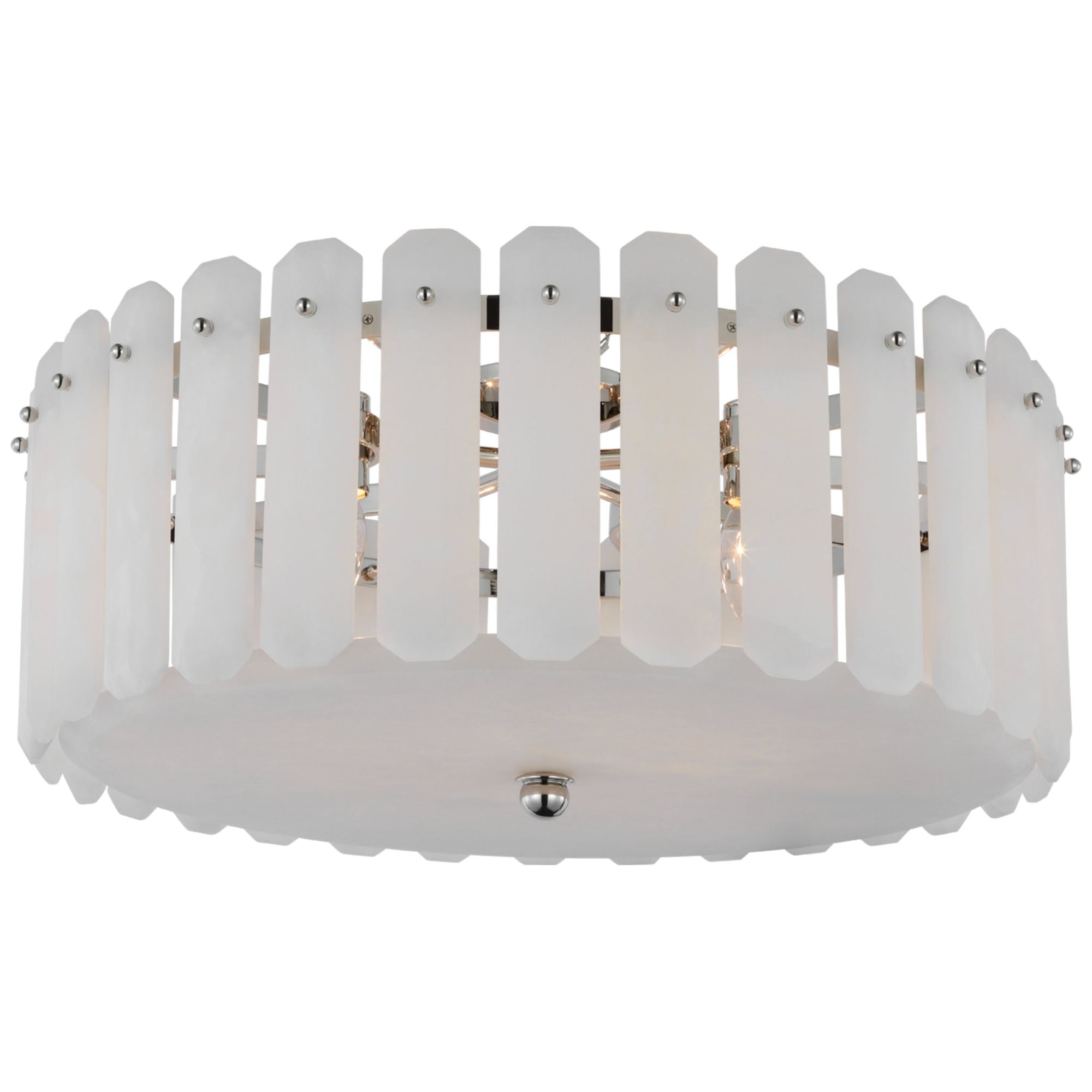 AERIN Bonnington Large Flush Mount in Polished Nickel with Alabaster Ceiling Light W24.75" x H10.25"