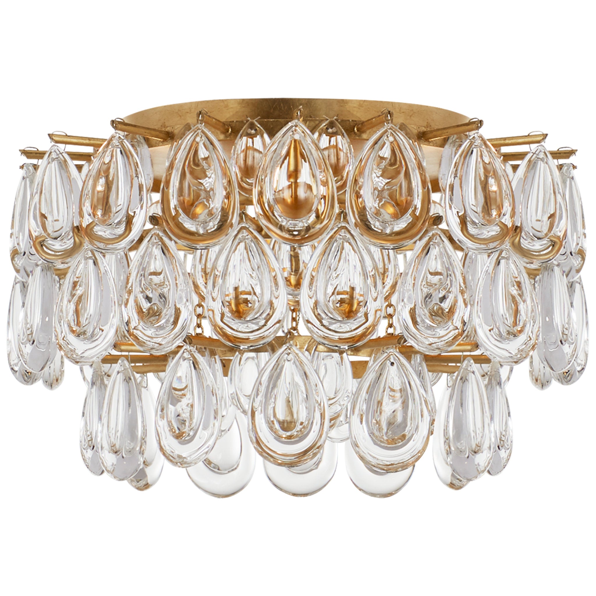 AERIN Liscia Small Flush Mount in Gild with Crystal Ceiling Light W15" x H8.75"