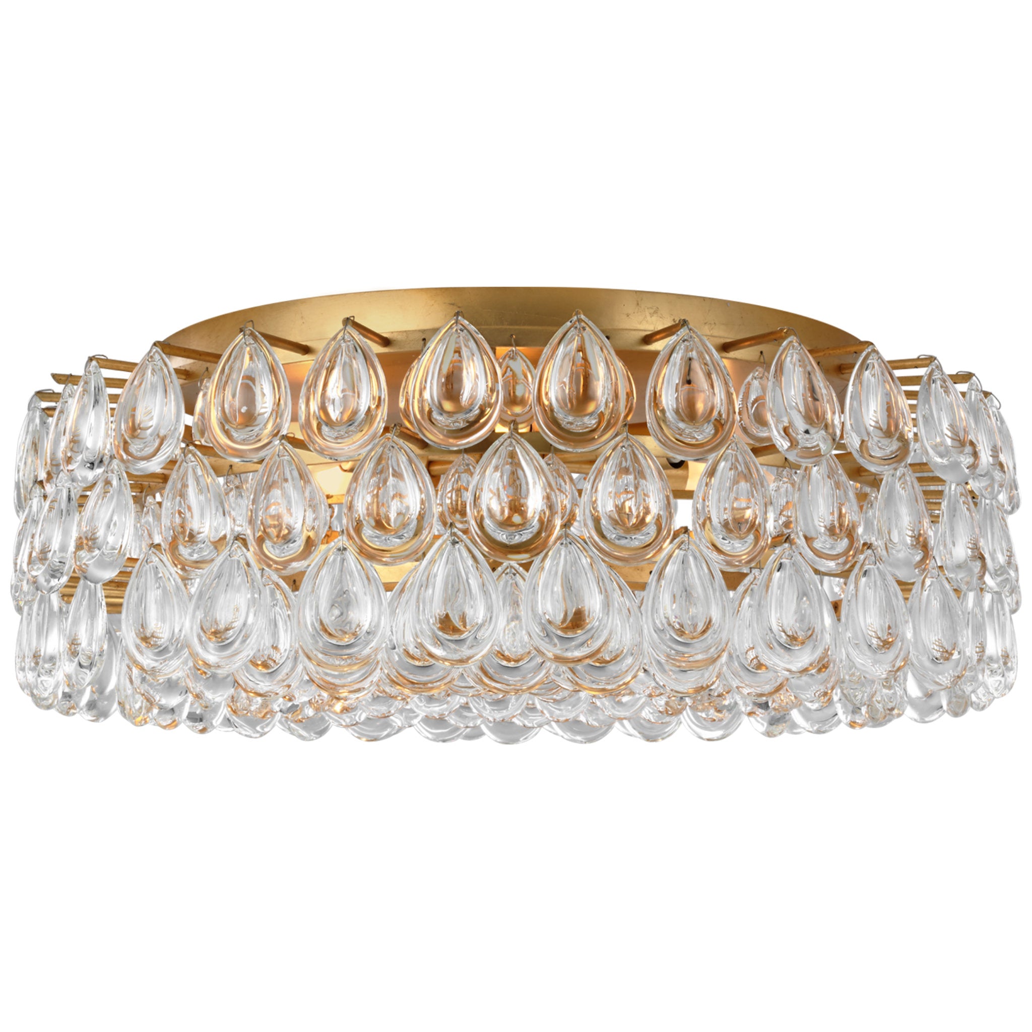 AERIN Liscia Large Flush Mount in Gild with Crystal Ceiling Light W25" x H8.75"