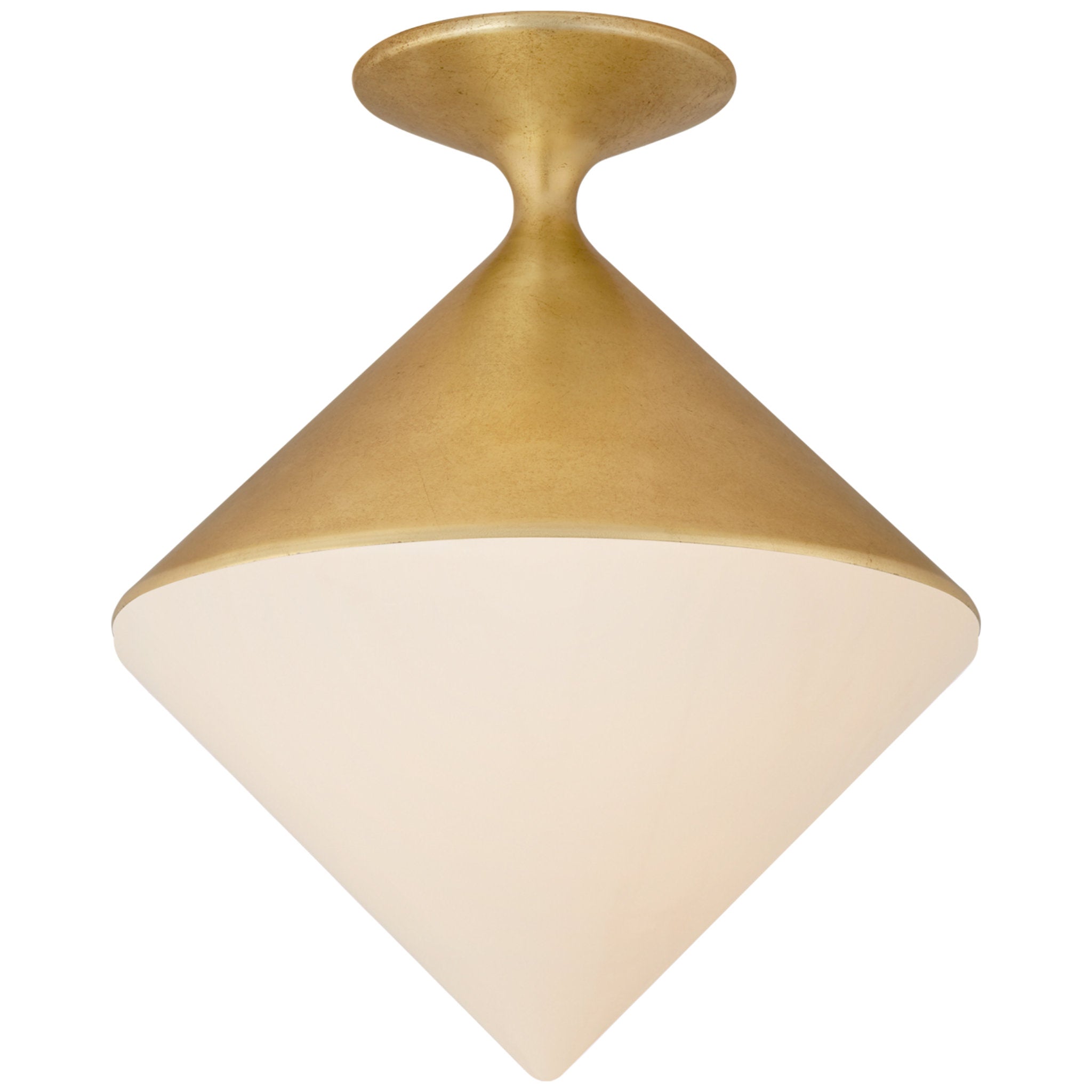 AERIN Sarnen Small Flush Mount in Gild with White Glass Ceiling Light W13.25" x H15.75"