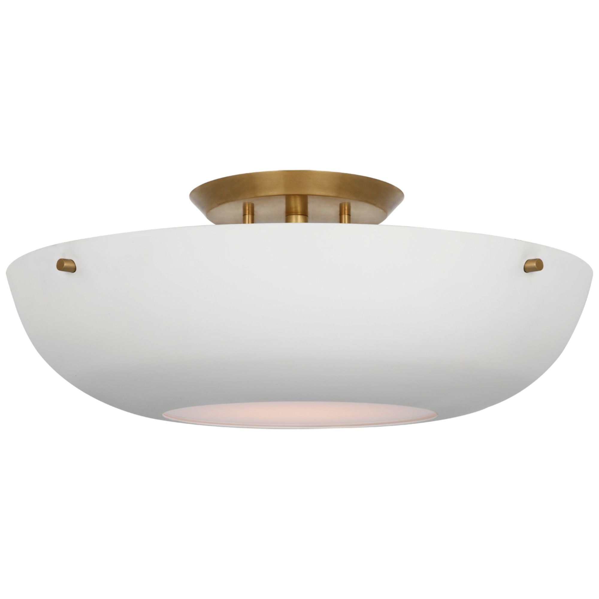 AERIN Valencia 16" Flush Mount in Hand-Rubbed Antique Brass with Matte White Ceiling Light W16.5" x H6.25"
