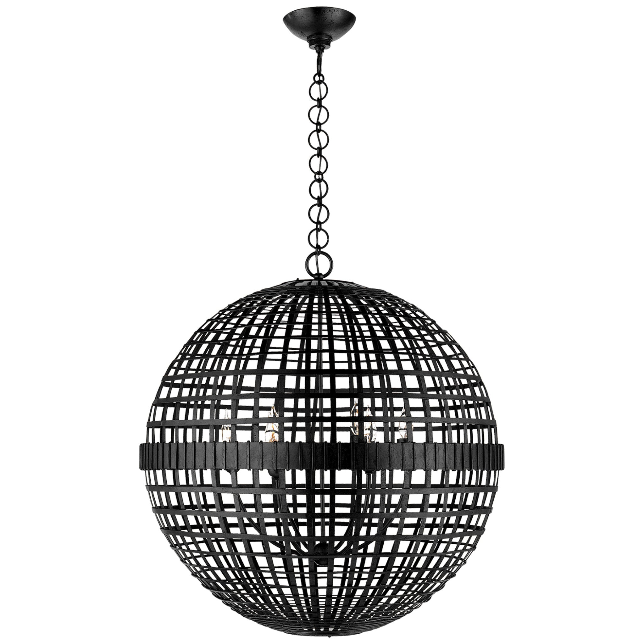 AERIN Mill Large Globe Lantern in Aged Iron Ceiling Light W30" x H32.25"