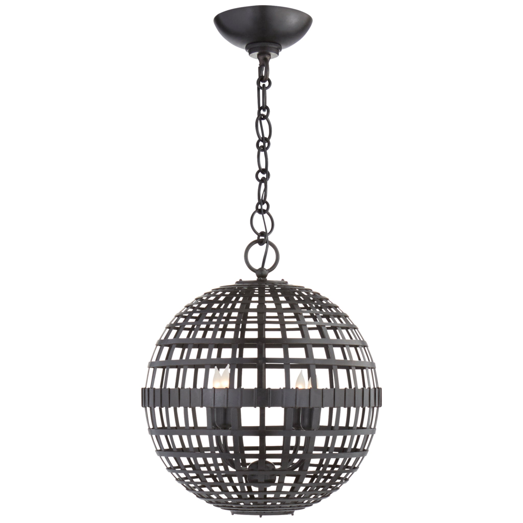 AERIN Mill Small Globe Lantern in Aged Iron Ceiling Light W16" x H18.5"