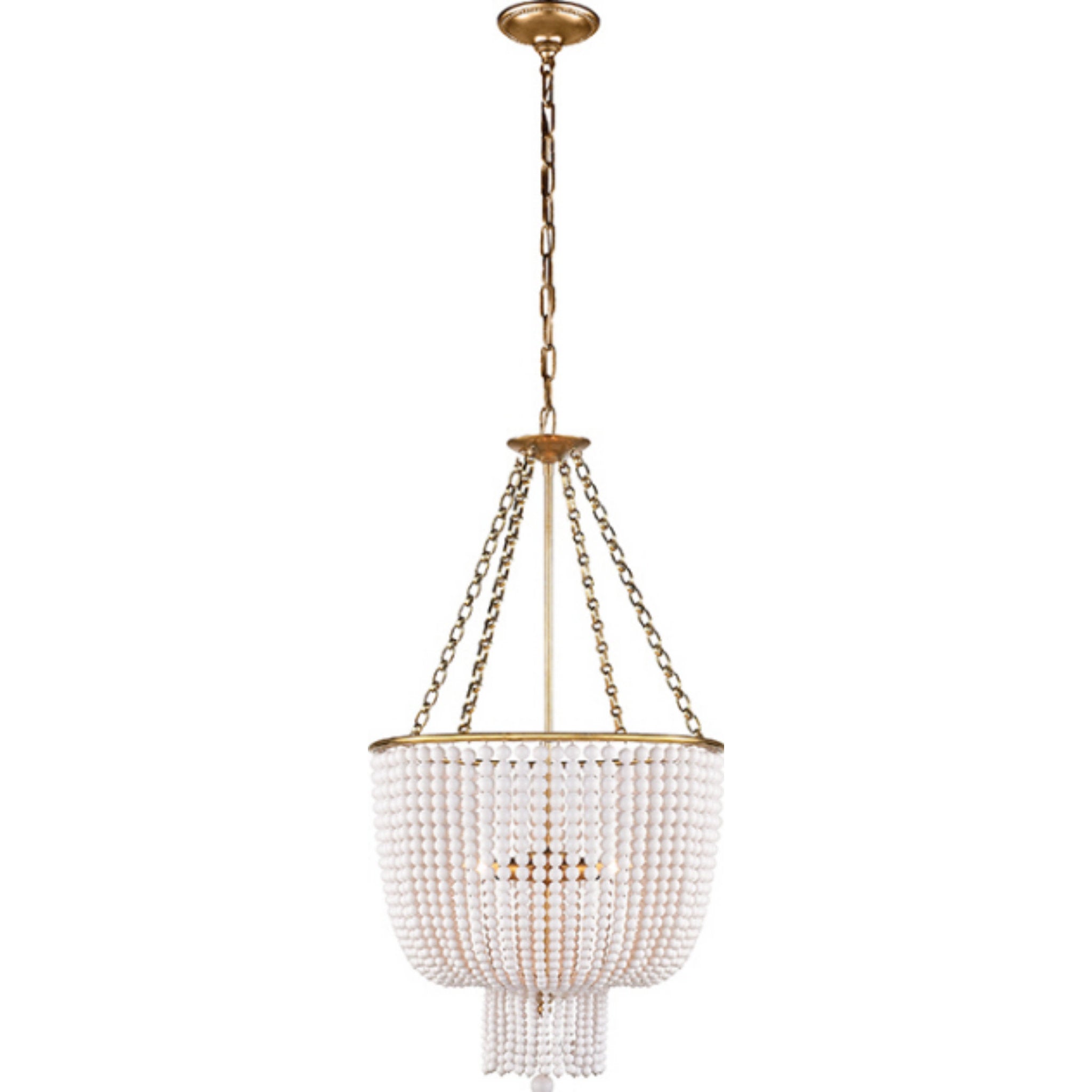 AERIN Jacqueline Chandelier in Hand-Rubbed Antique Brass with White Acrylic Ceiling Light W19" x H35"
