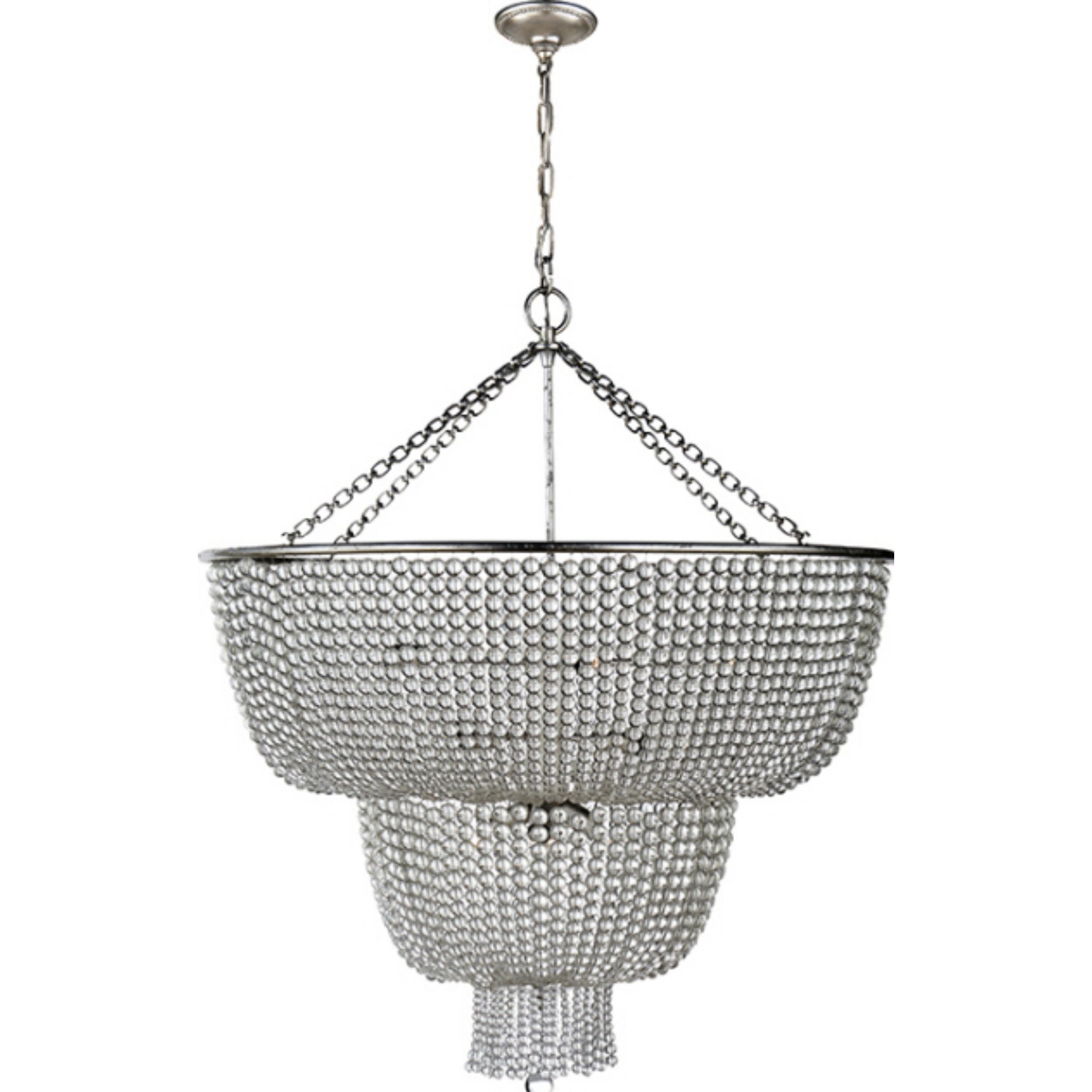AERIN Jacqueline Two-Tier Chandelier in Burnished Silver Leaf with Clear Glass Ceiling Light W32.25"
