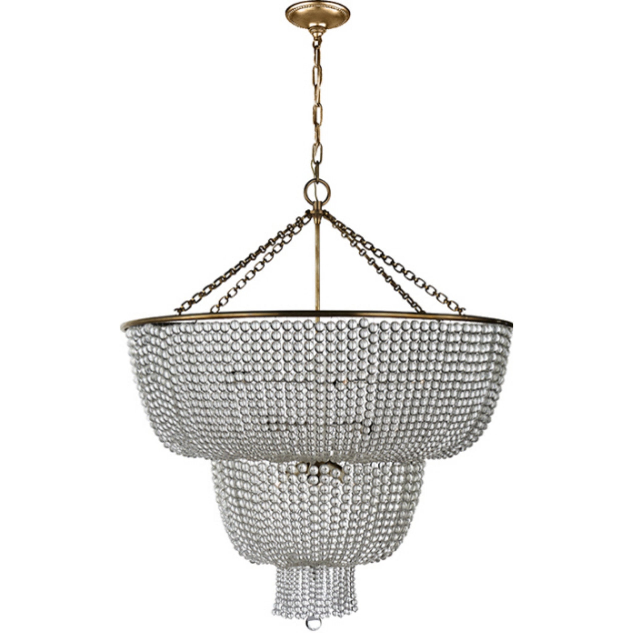 AERIN Jacqueline Two-Tier Chandelier in Hand-Rubbed Antique Brass with Clear Glass Ceiling Light W32.25"