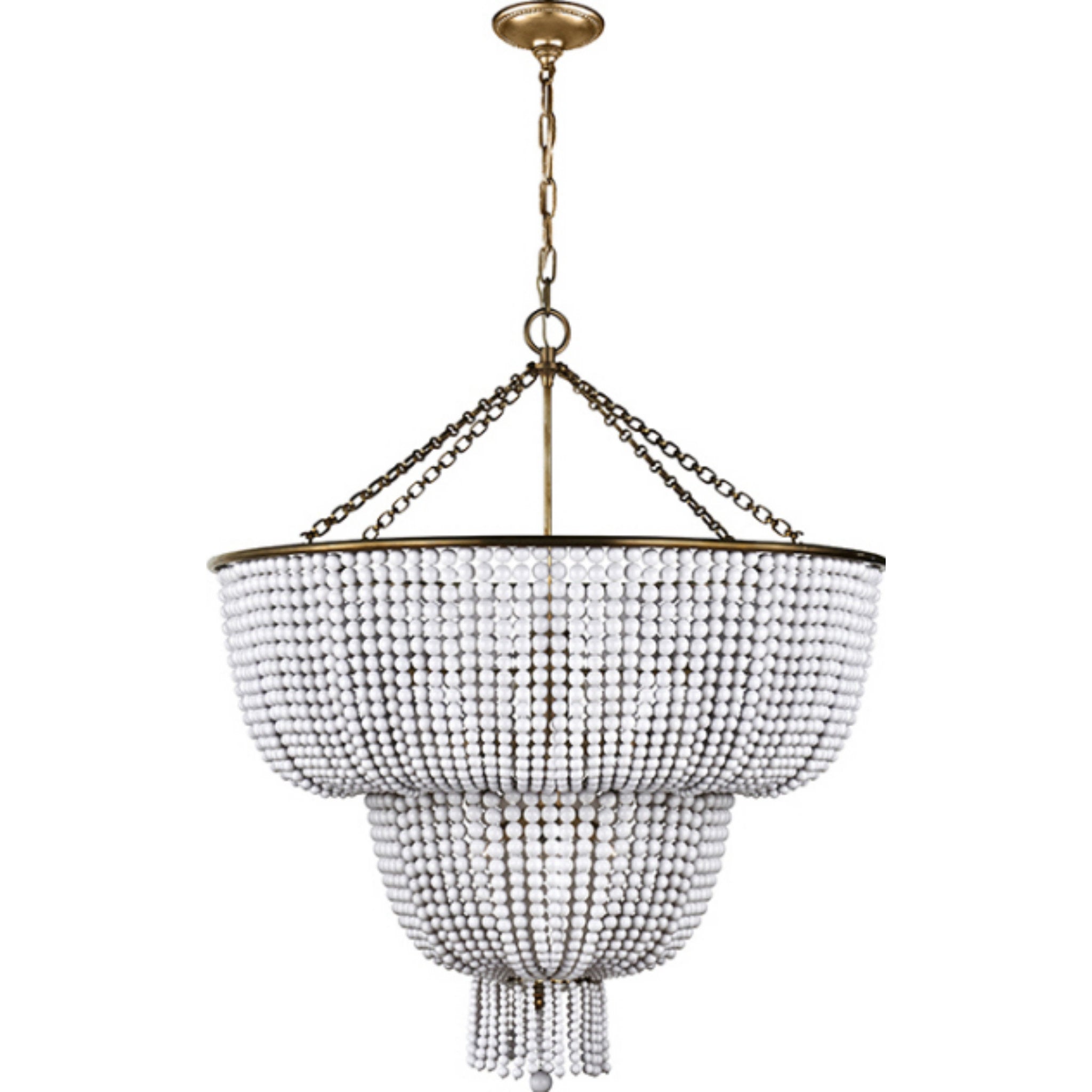 AERIN Jacqueline Two-Tier Chandelier in Hand-Rubbed Antique Brass with White Acrylic Ceiling Light W32.25"