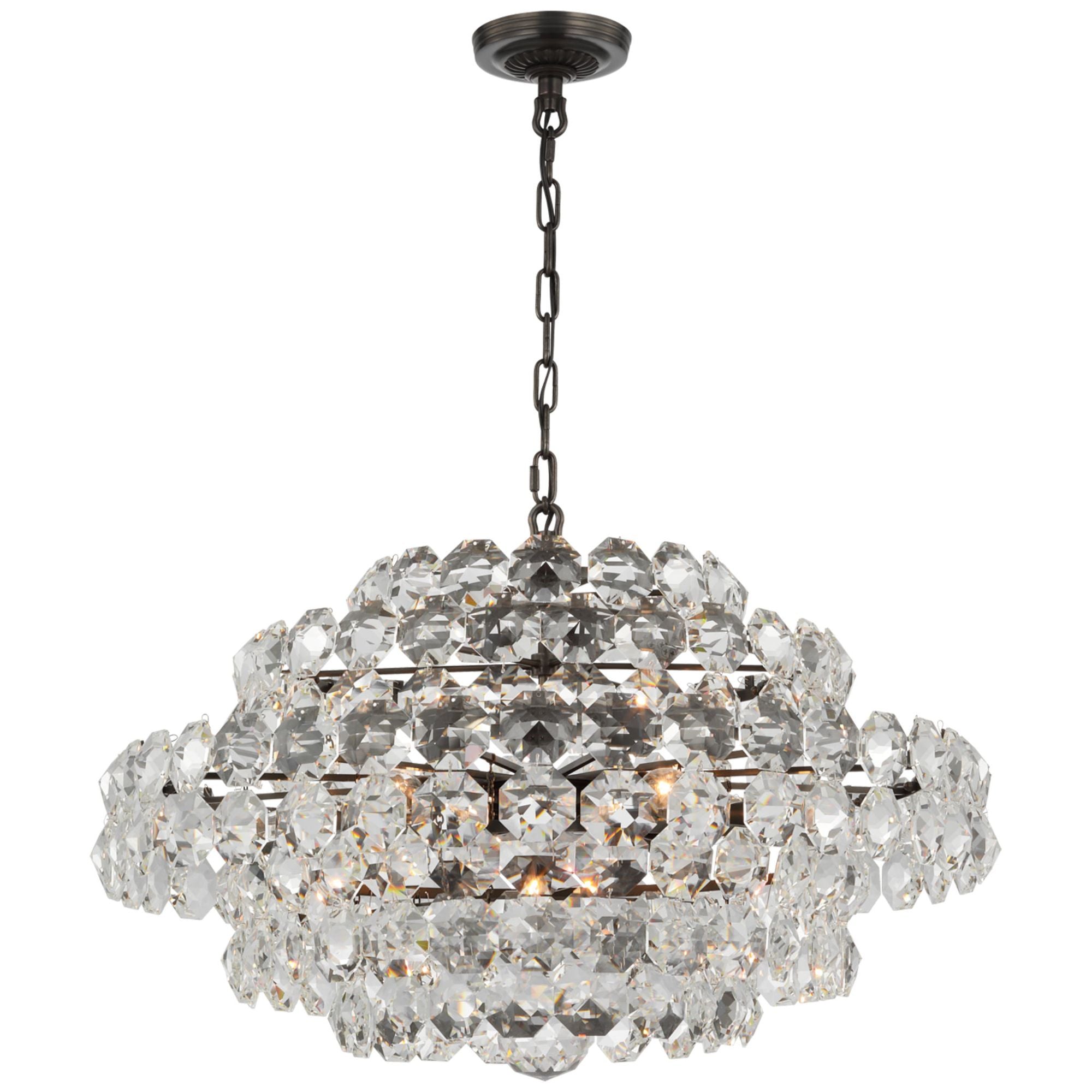 AERIN Sanger Small Chandelier in Bronze with Crystal Ceiling Light W29" x H19"