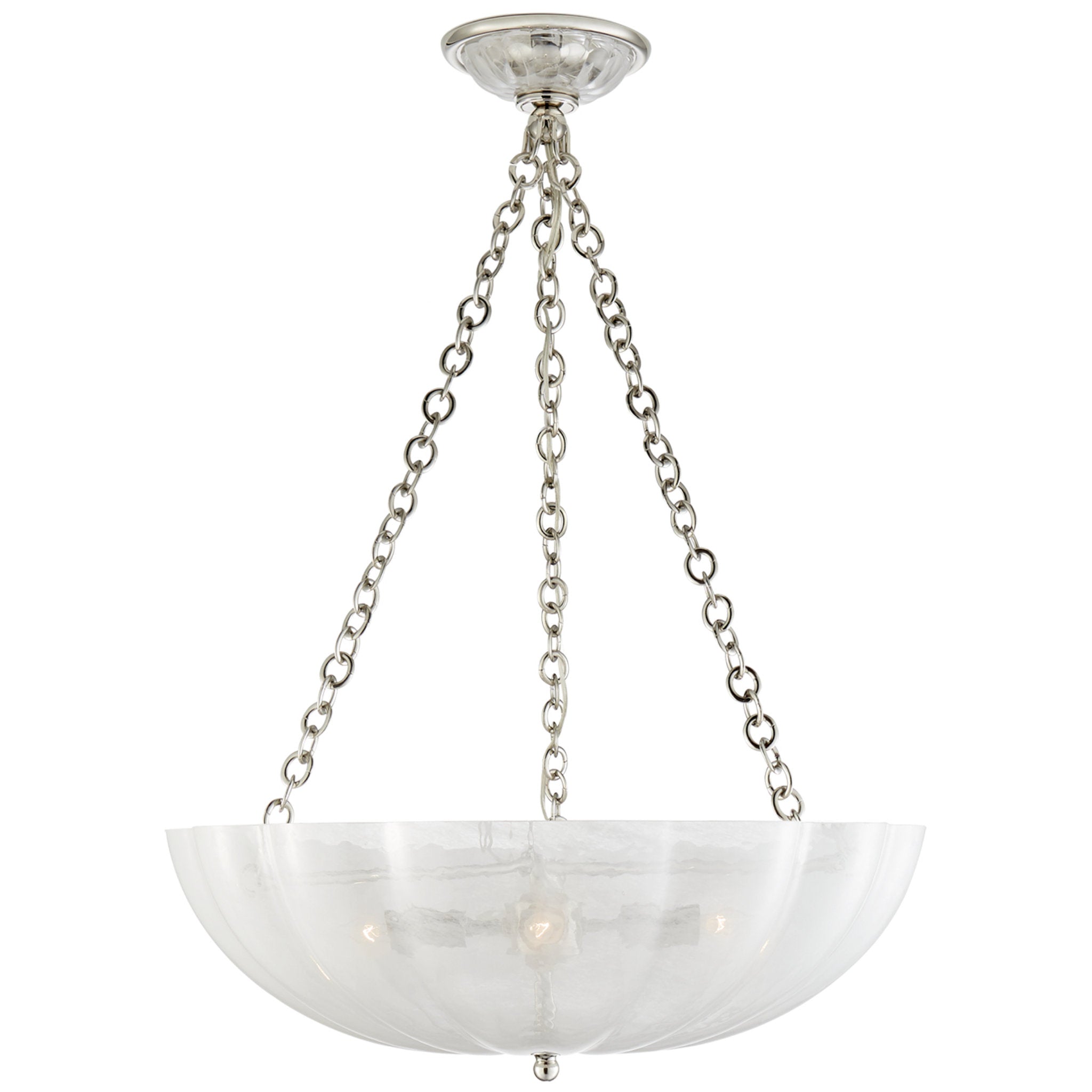 AERIN Rosehill Large Chandelier in Polished Nickel with Strie Glass Ceiling Light W21" x H30.25"