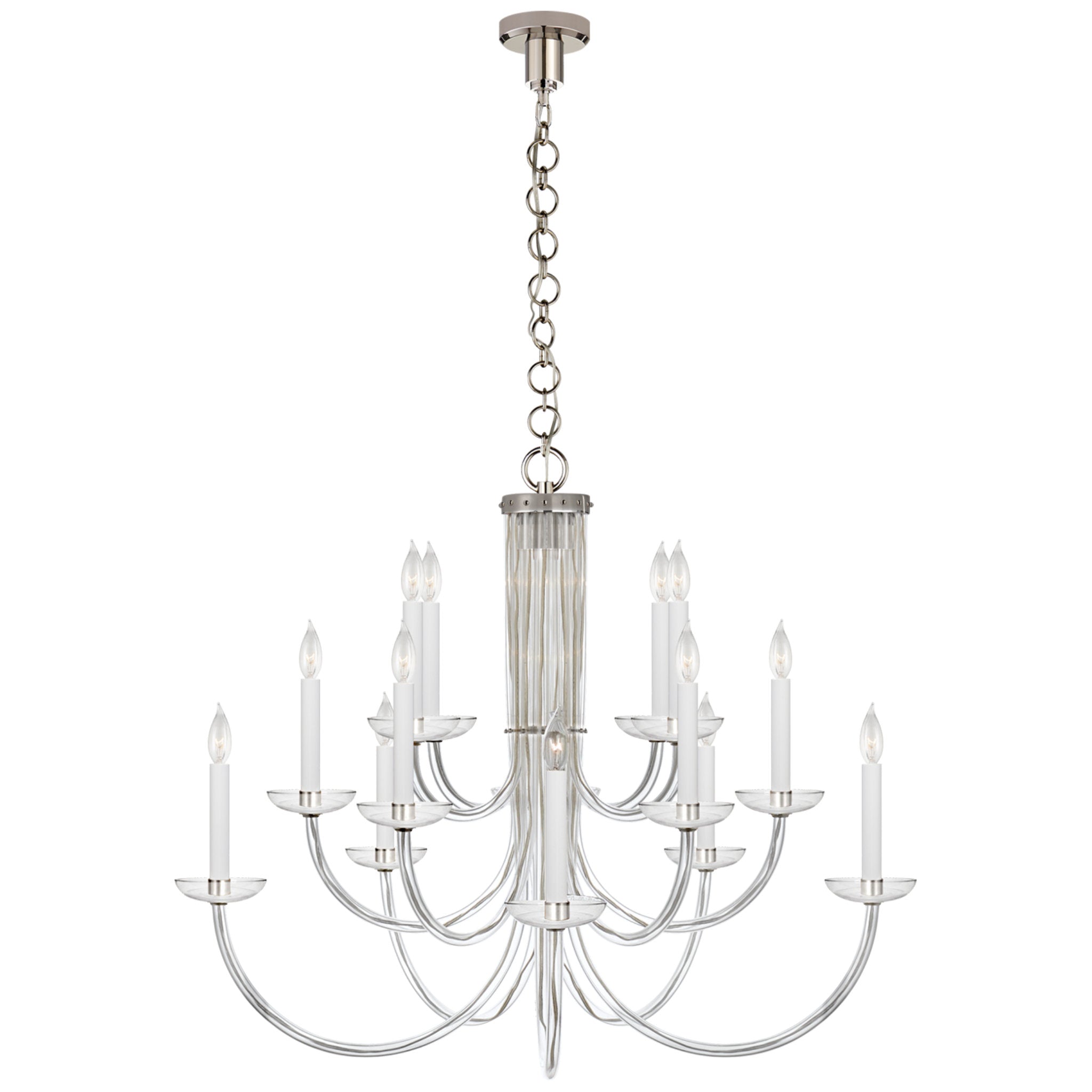 AERIN Wharton Chandelier in Clear Acrylic and Polished Nickel Ceiling Light W37.75" x H31"
