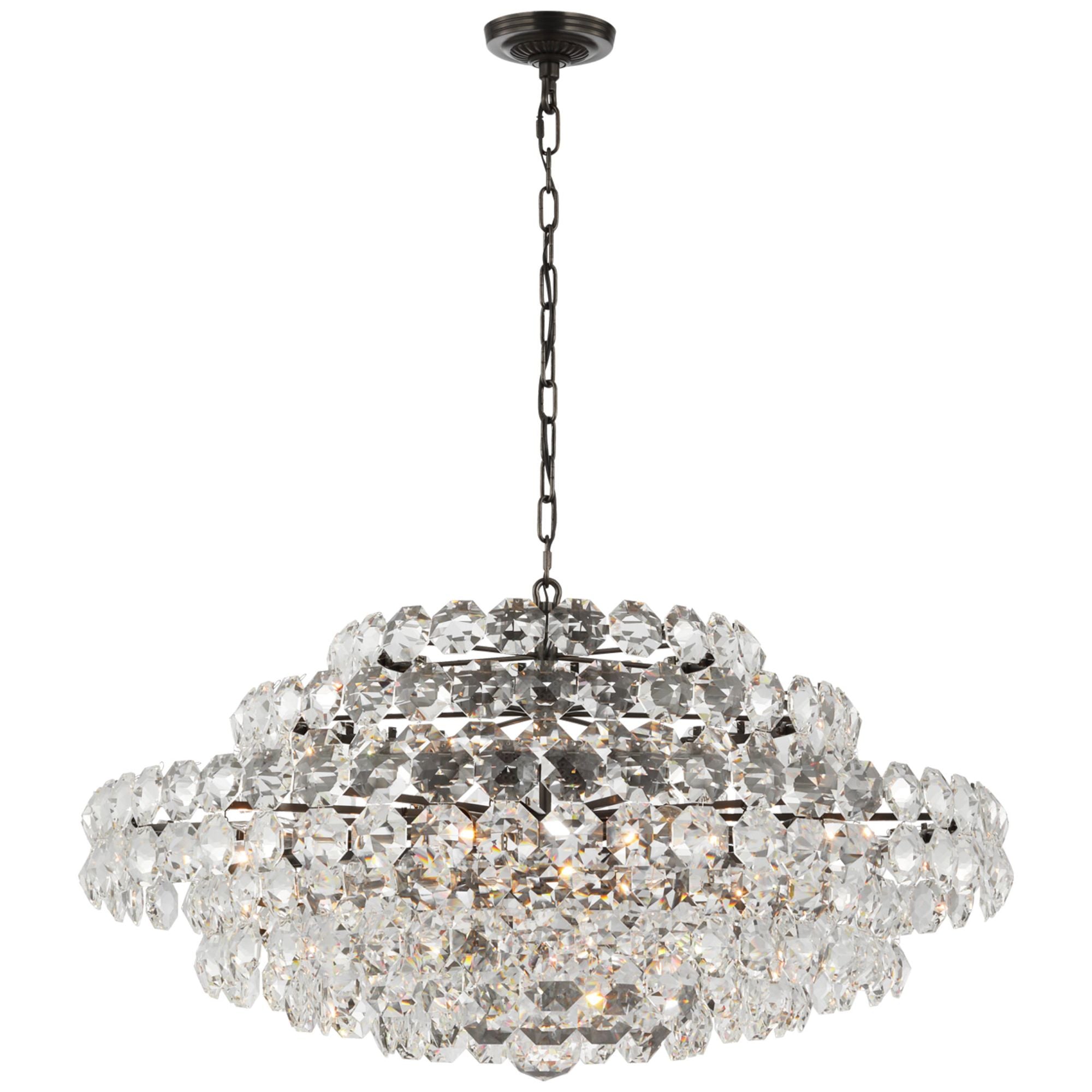 AERIN Sanger Large Chandelier in Bronze with Crystal Ceiling Light W36.75"