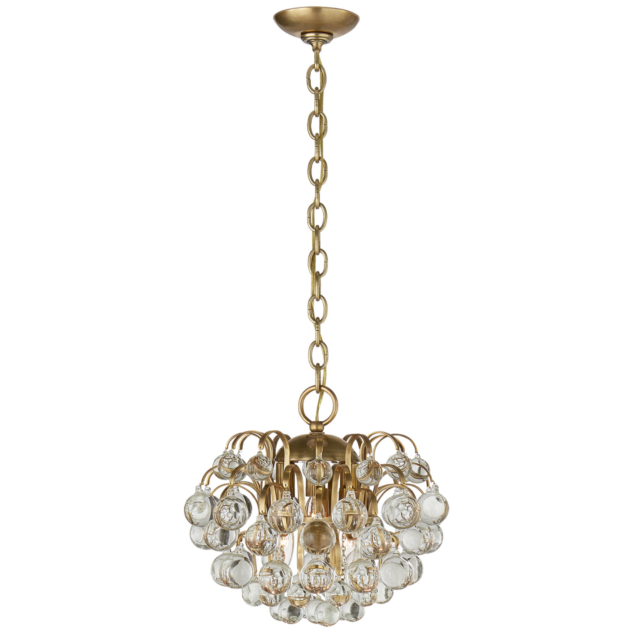 AERIN Bellvale Small Chandelier in Hand-Rubbed Antique Brass with Crystal Ceiling Light W15.25" x H14"