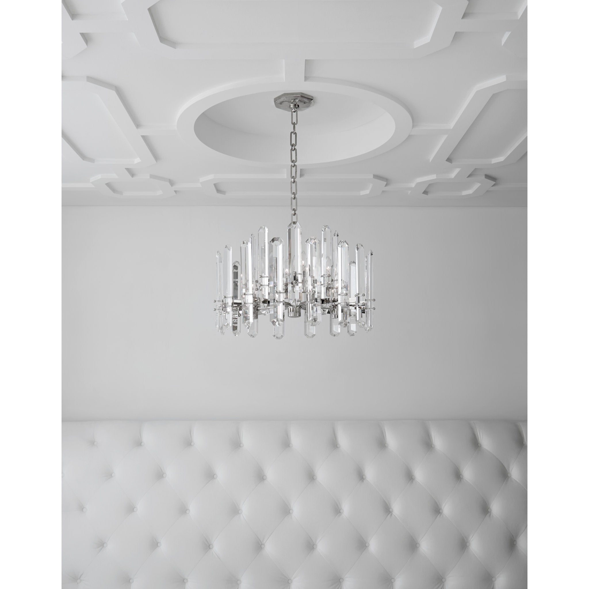 AERIN Bonnington Chandelier in Polished Nickel with Crystal Ceiling Light W24.25" x H15.25"