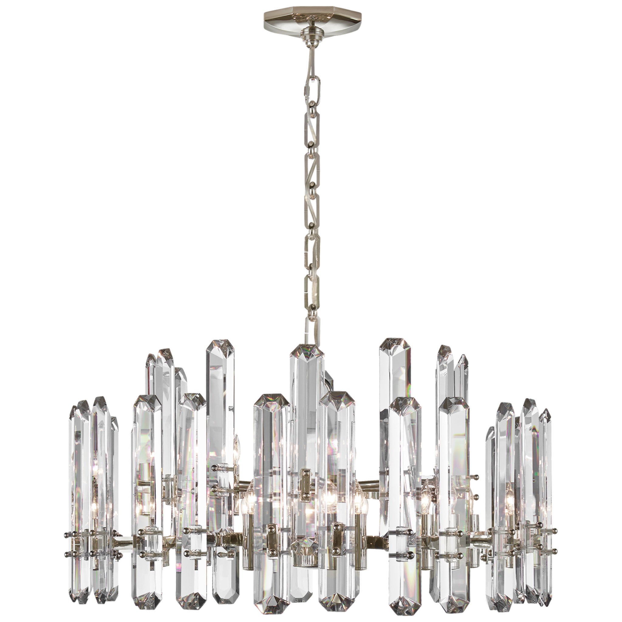 AERIN Bonnington Large Chandelier in Polished Nickel with Crystal Ceiling Light W32" x H15.25"