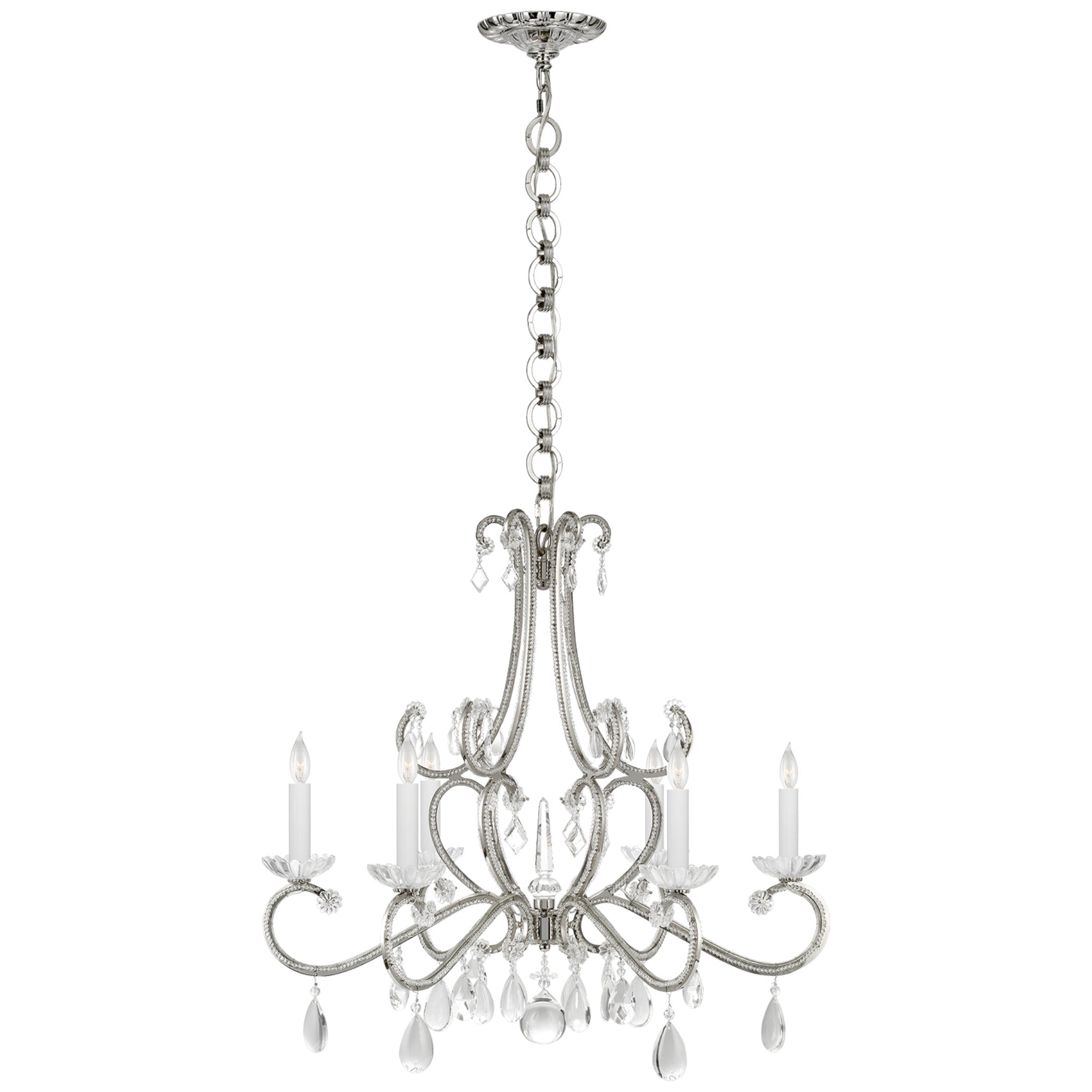 AERIN Montmartre Medium Chandelier in Polished Nickel with Crystal Ceiling Light W30"