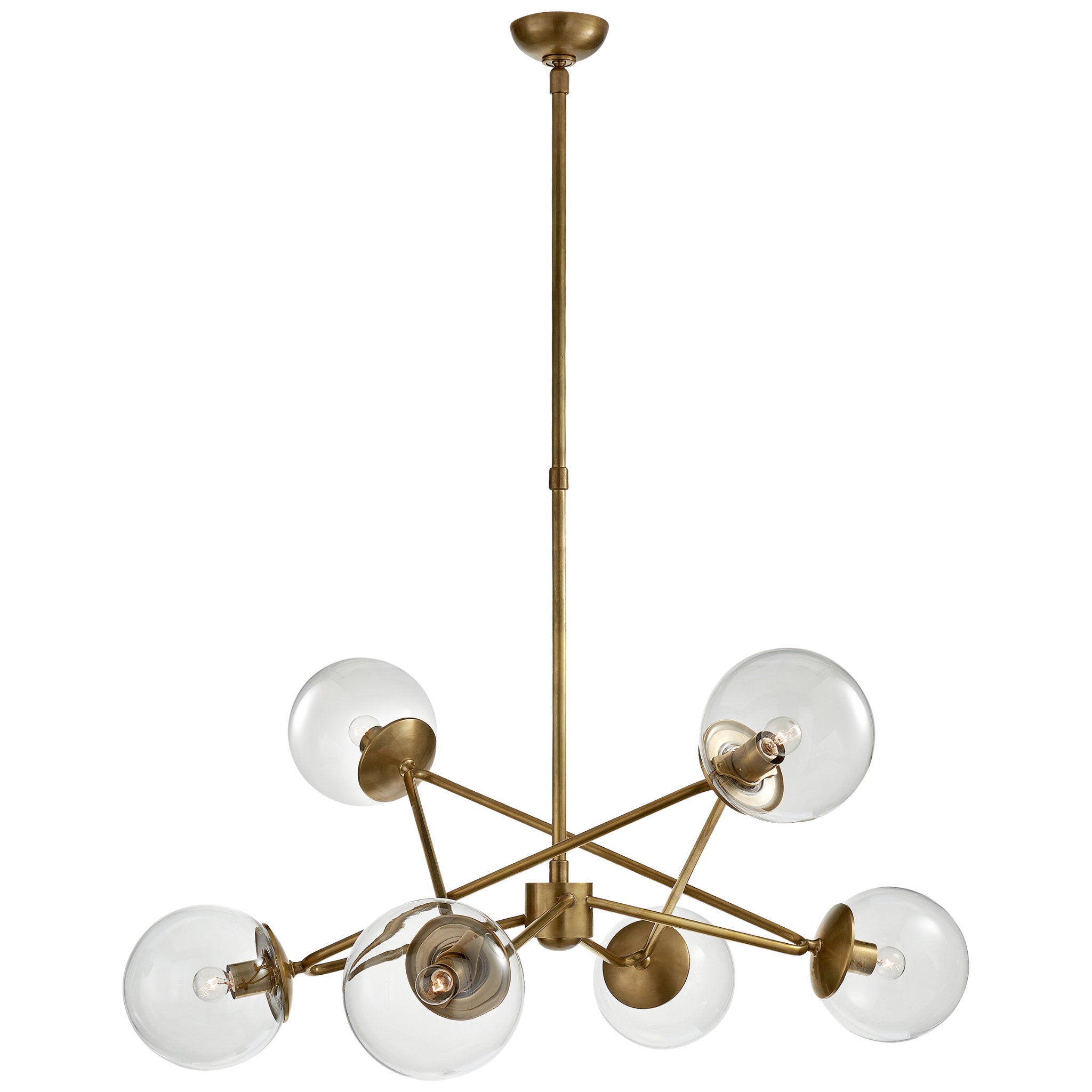 AERIN Turenne Large Dynamic Chandelier in Hand-Rubbed Antique Brass with Clear Glass Ceiling Light W33.5"