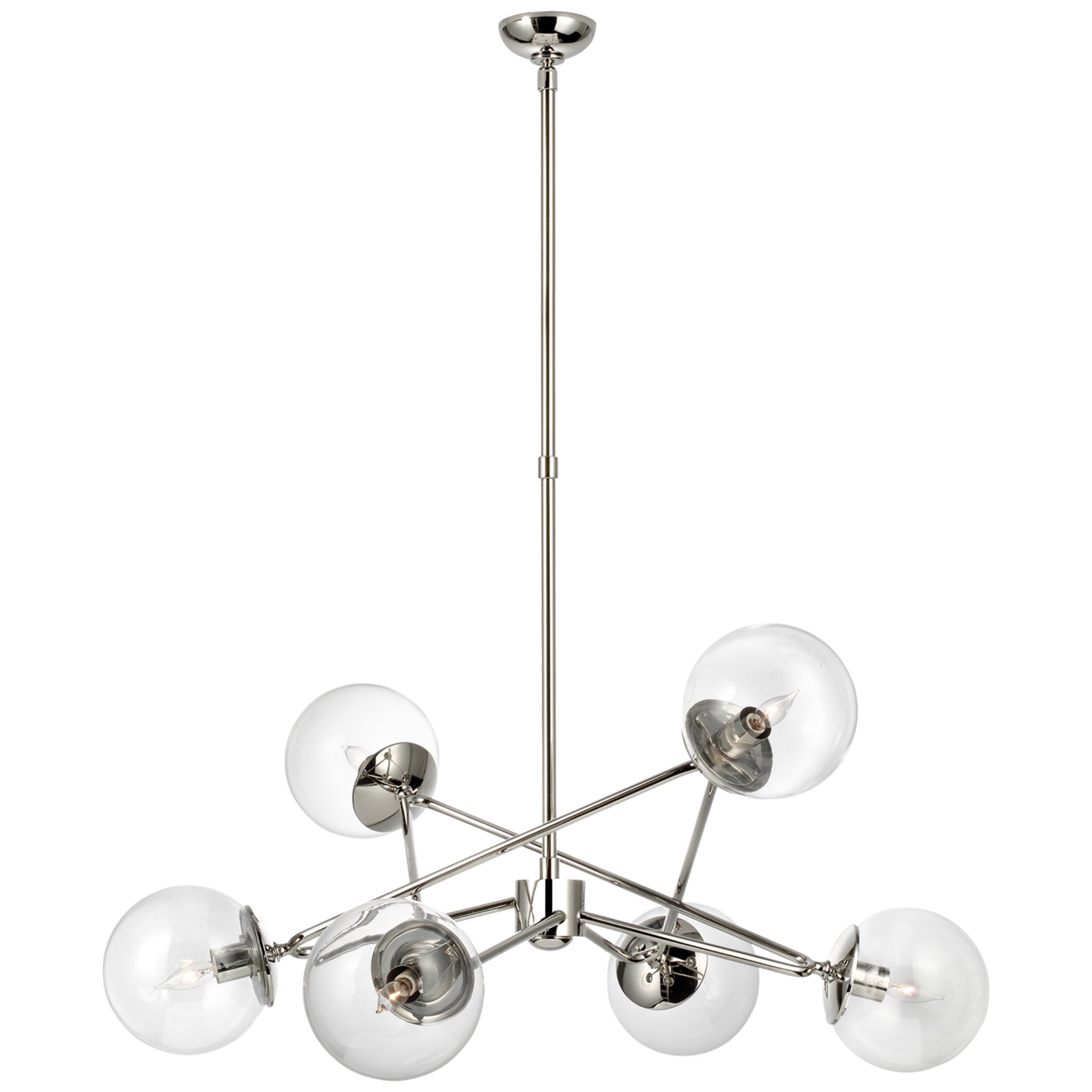 AERIN Turenne Large Dynamic Chandelier in Polished Nickel with Clear Glass Ceiling Light W33.5"