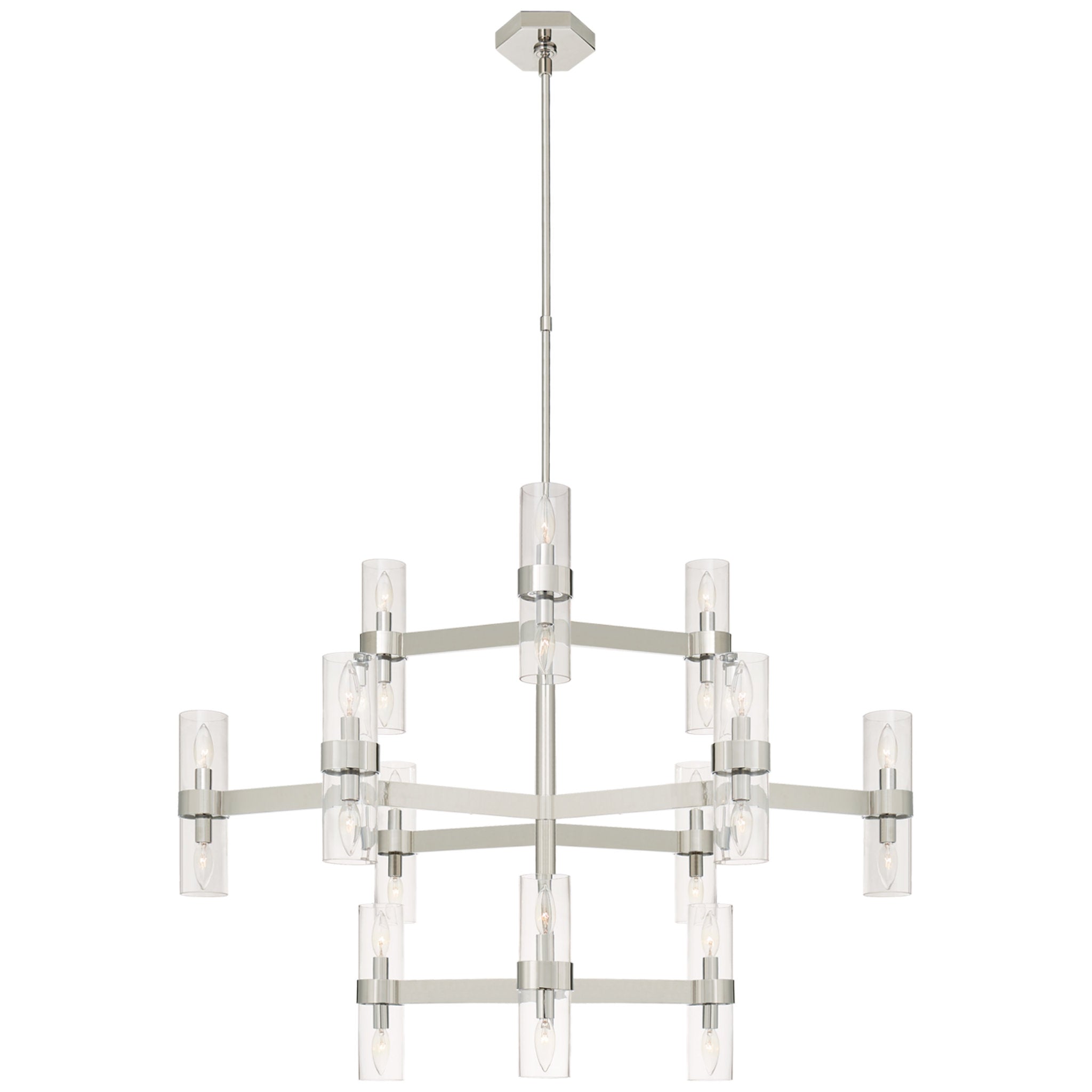 AERIN Margita Medium Chandelier in Polished Nickel with Clear Glass Ceiling Light W44.5"