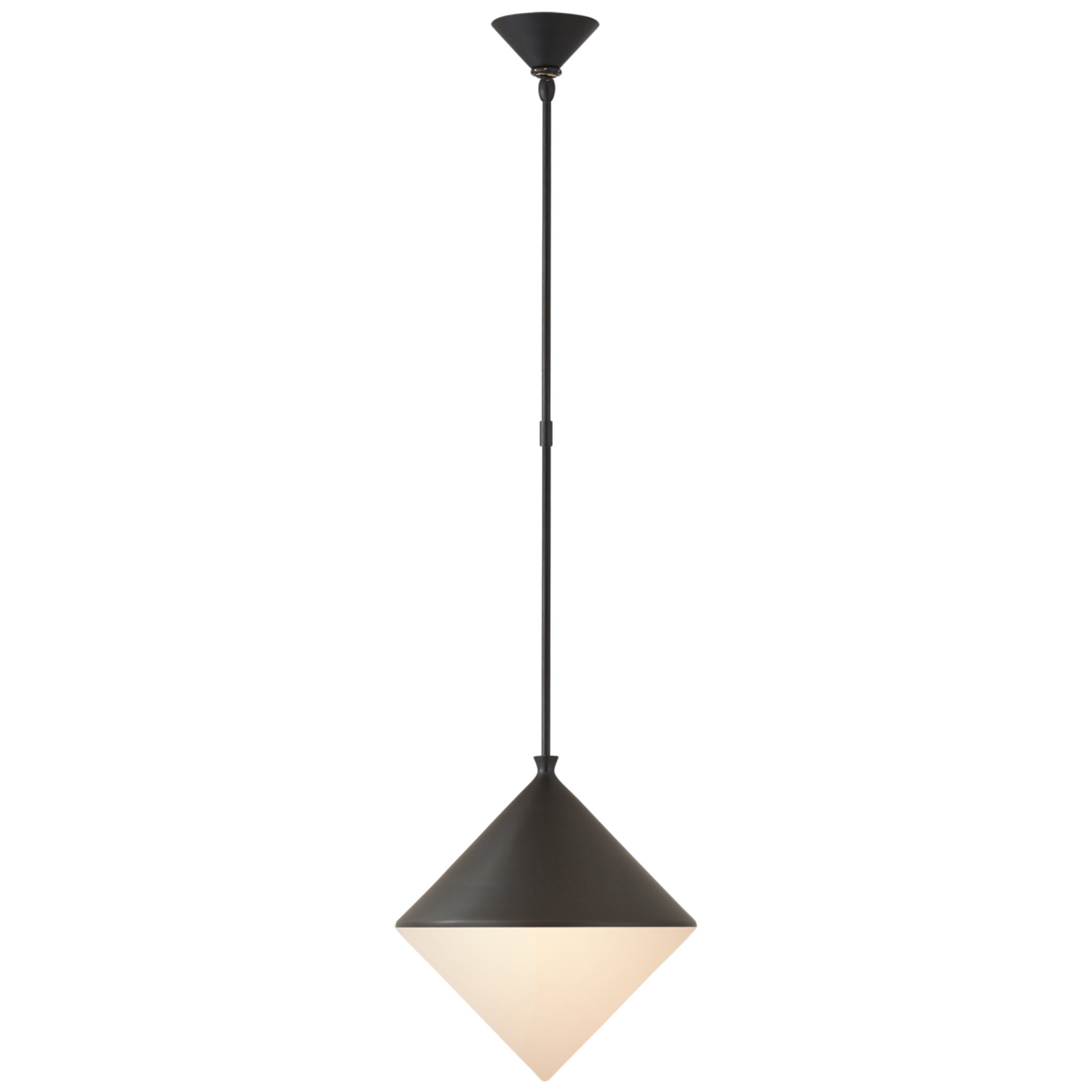 AERIN Sarnen Medium Pendant in Matte Black with White Glass Ceiling Light W15.25"