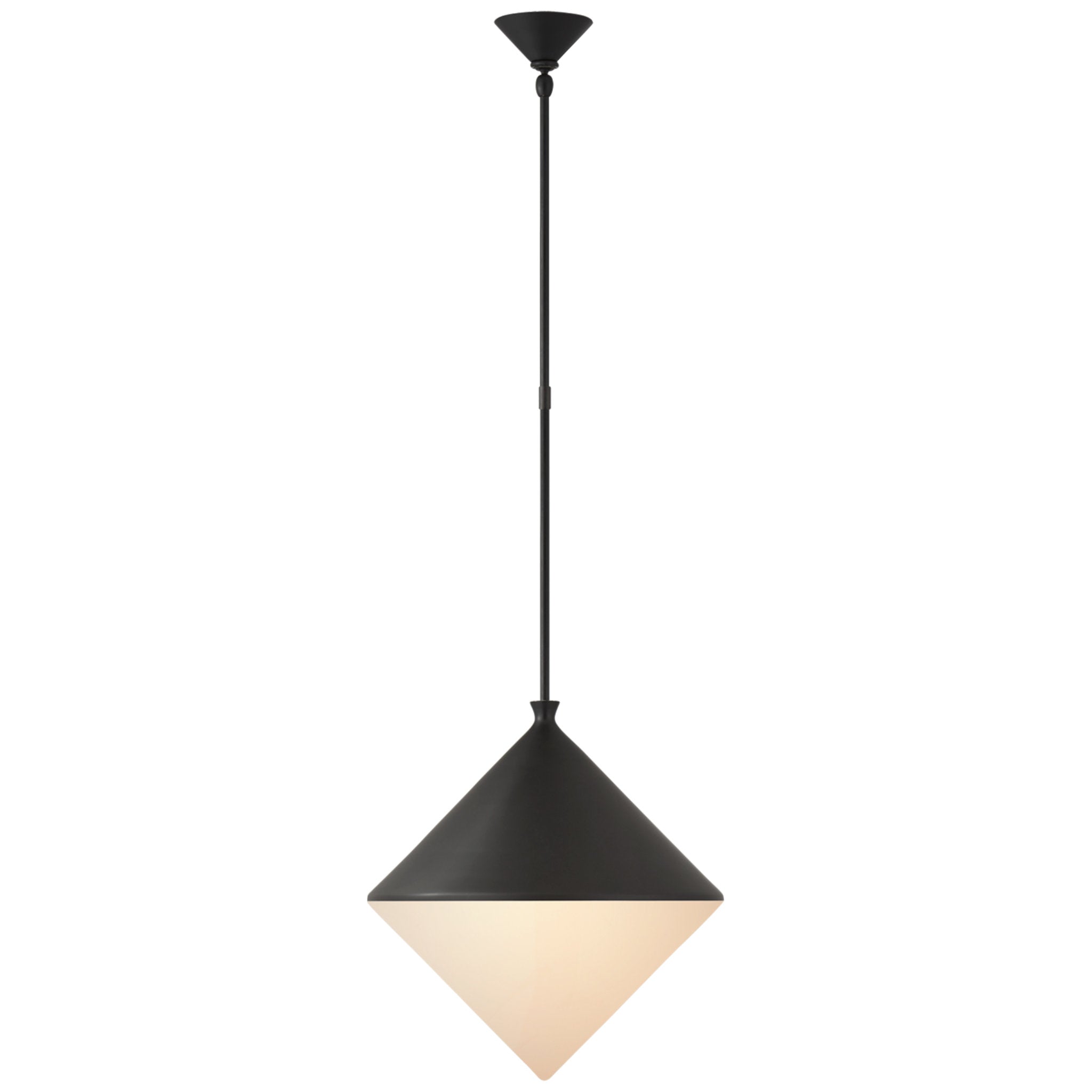AERIN Sarnen Large Pendant in Matte Black with White Glass Ceiling Light W18.25"