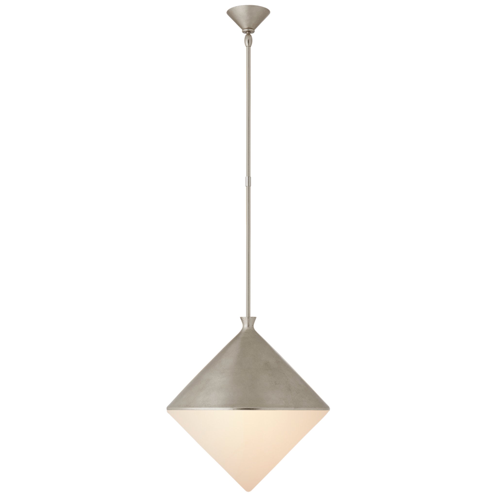 AERIN Sarnen Large Pendant in Burnished Silver Leaf with White Glass Ceiling Light W18.25"