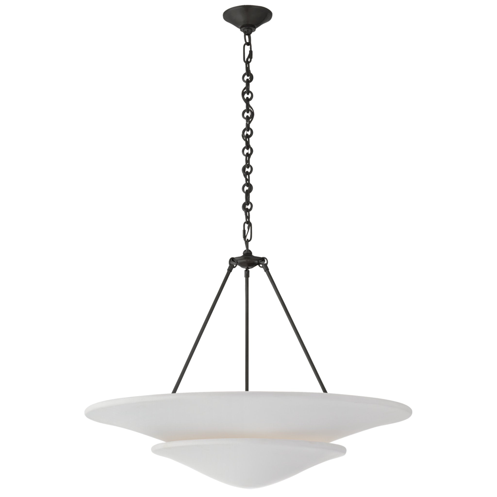 AERIN Mollino Large Tiered Chandelier in Bronze with Plaster White Shade Ceiling Light W32" x H25"