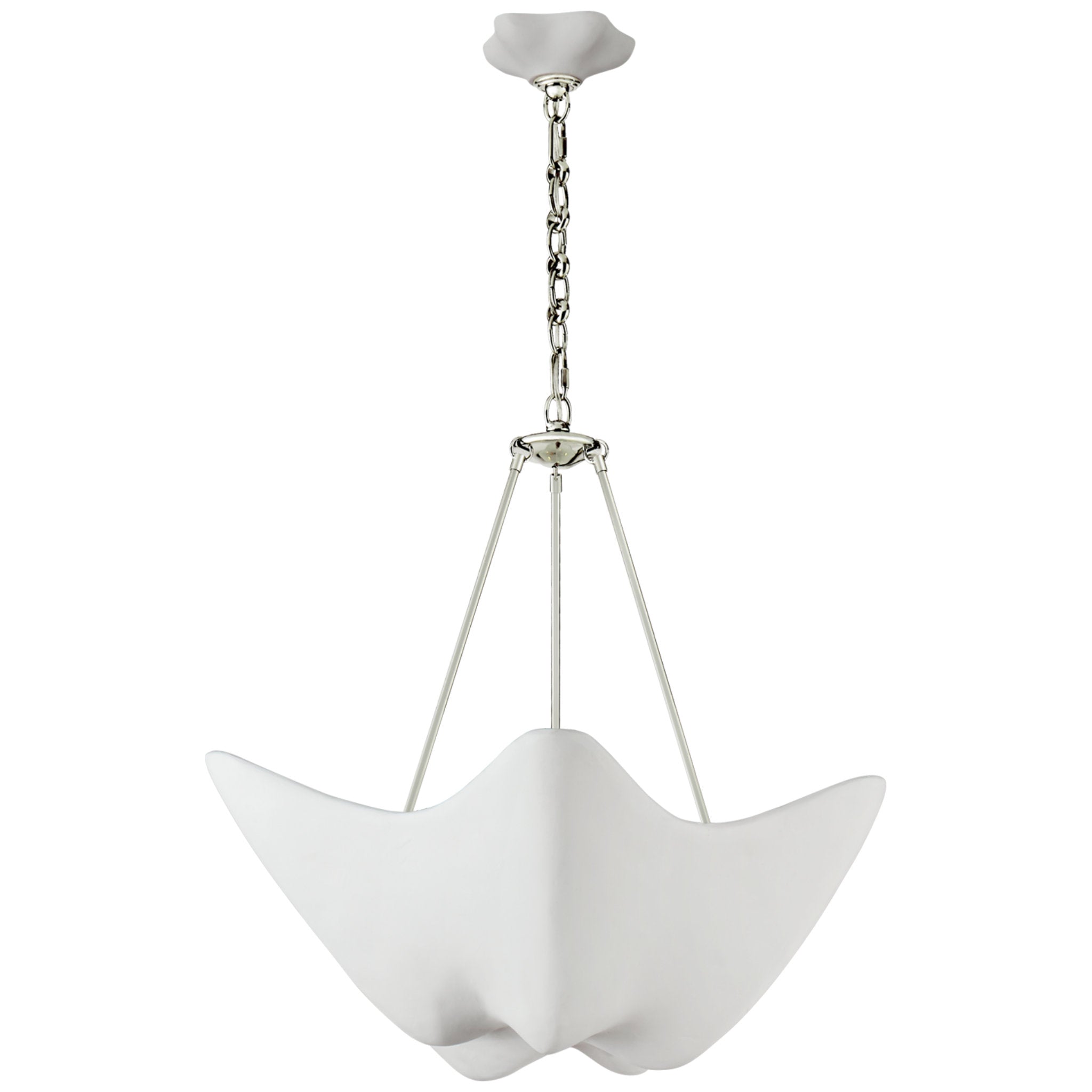 AERIN Cosima Medium Chandelier in Polished Nickel with Plaster White Shade Ceiling Light W28" x H27.25"