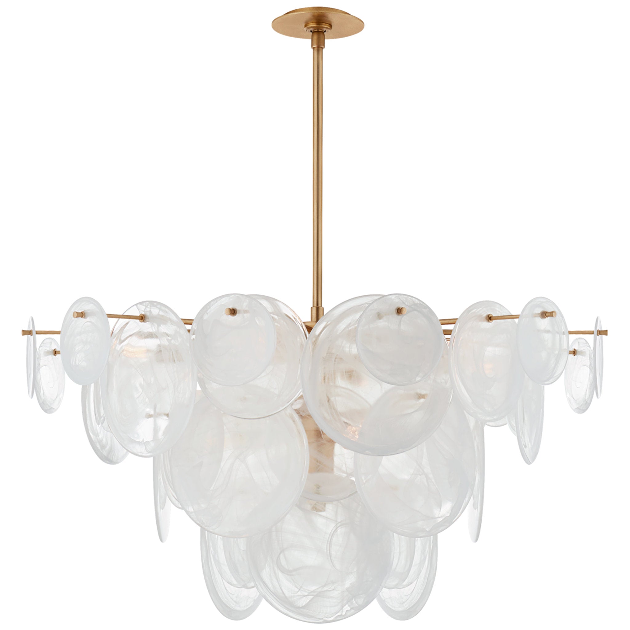 AERIN Loire Large Chandelier in Gild with White Strie Glass Ceiling Light W37.25"