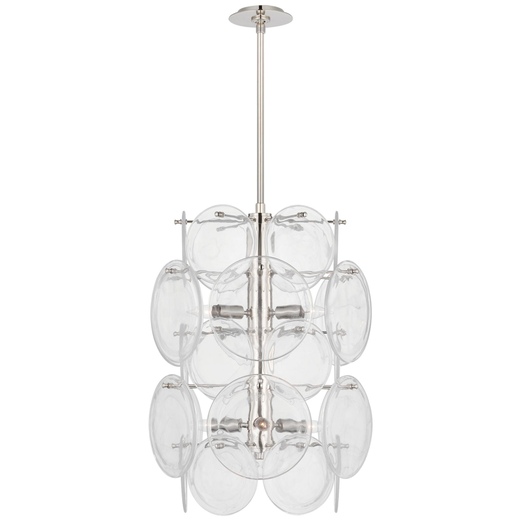 AERIN Loire Medium Barrel Chandelier in Polished Nickel with Clear Strie Glass Ceiling Light W20"