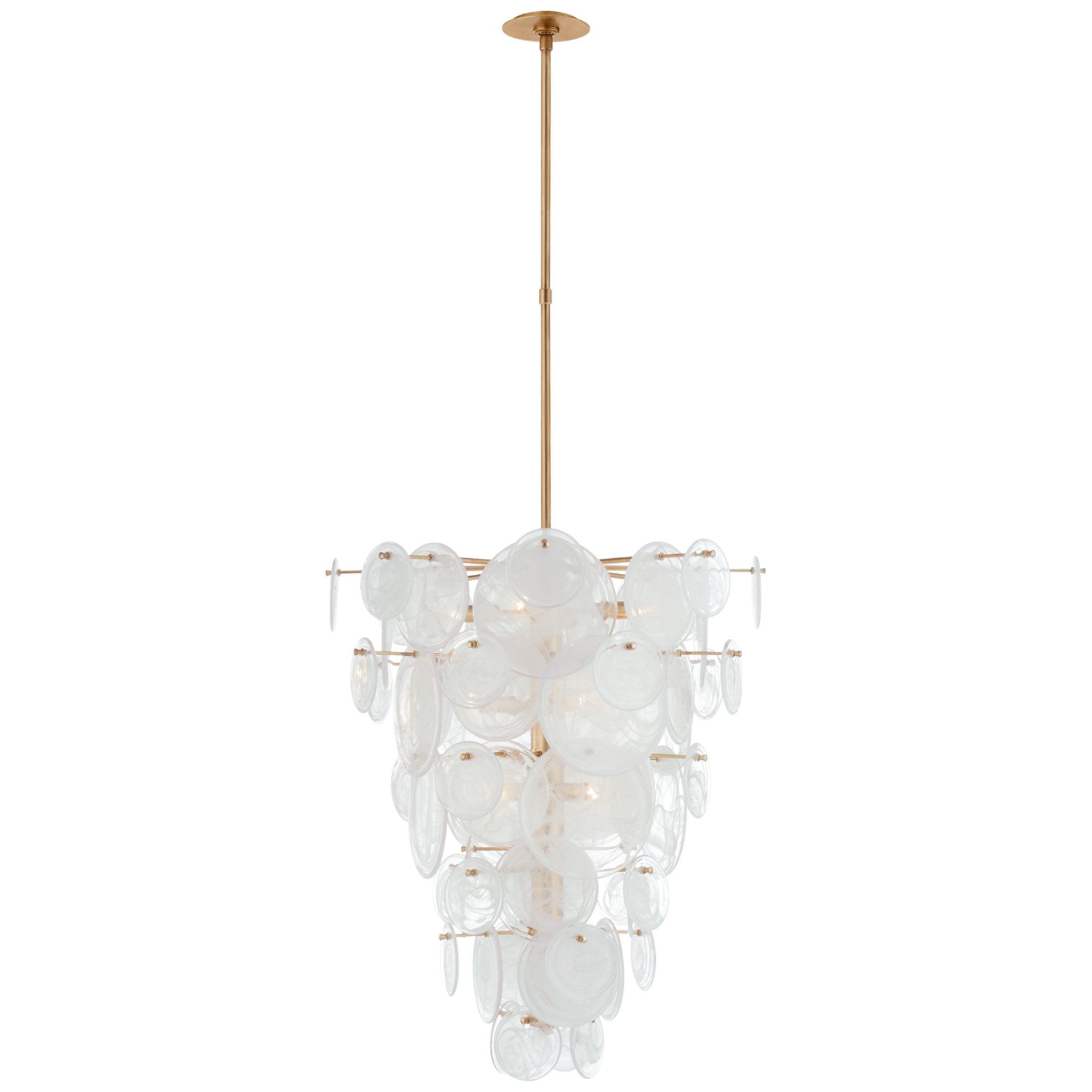 AERIN Loire Cascading Chandelier in Gild with White Strie Glass Ceiling Light W29.25"