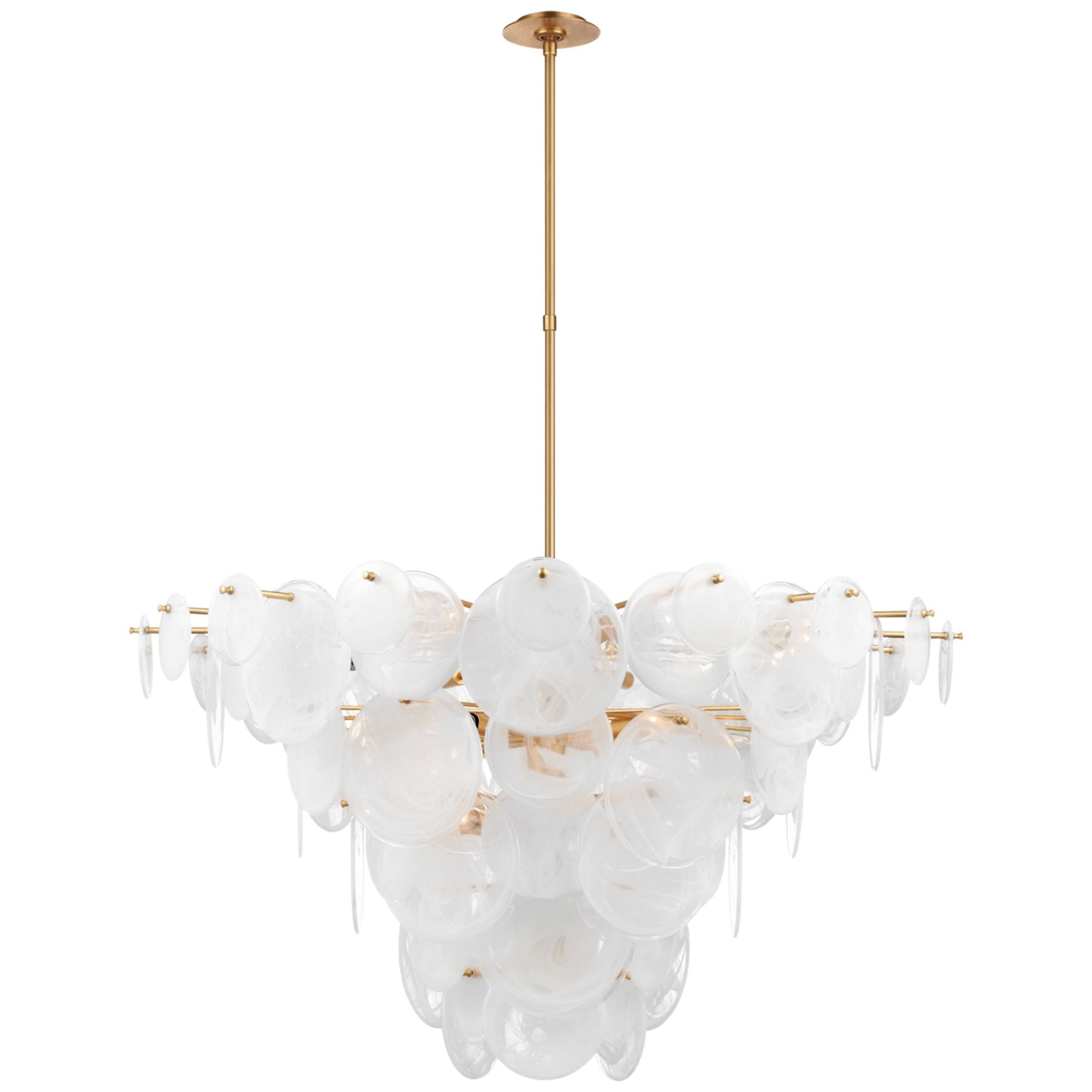 AERIN Loire Extra Large Chandelier in Gild with White Strie Glass Ceiling Light W48"