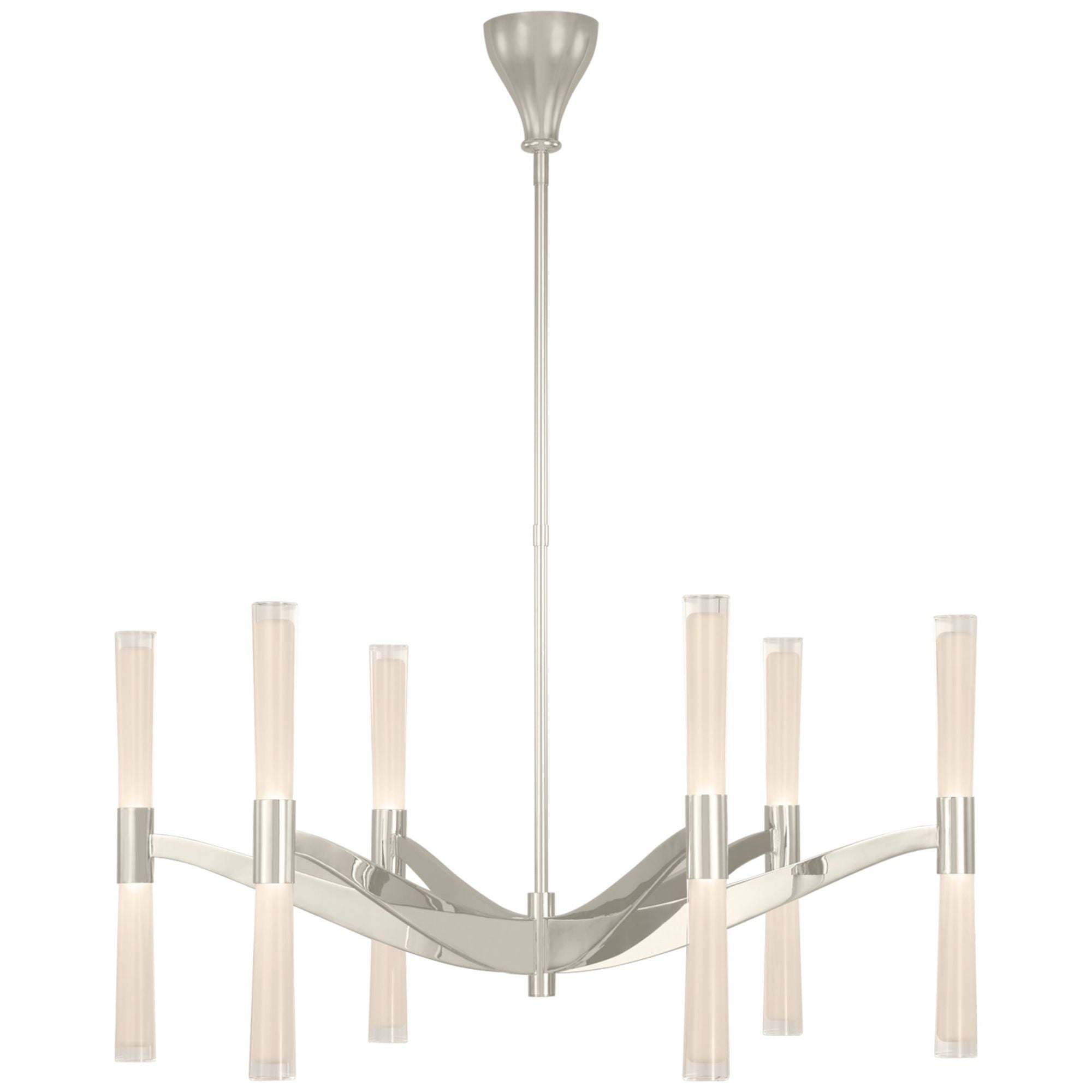 AERIN Brenta Extra Large Chandelier in Polished Nickel with White Glass Ceiling Light W40"