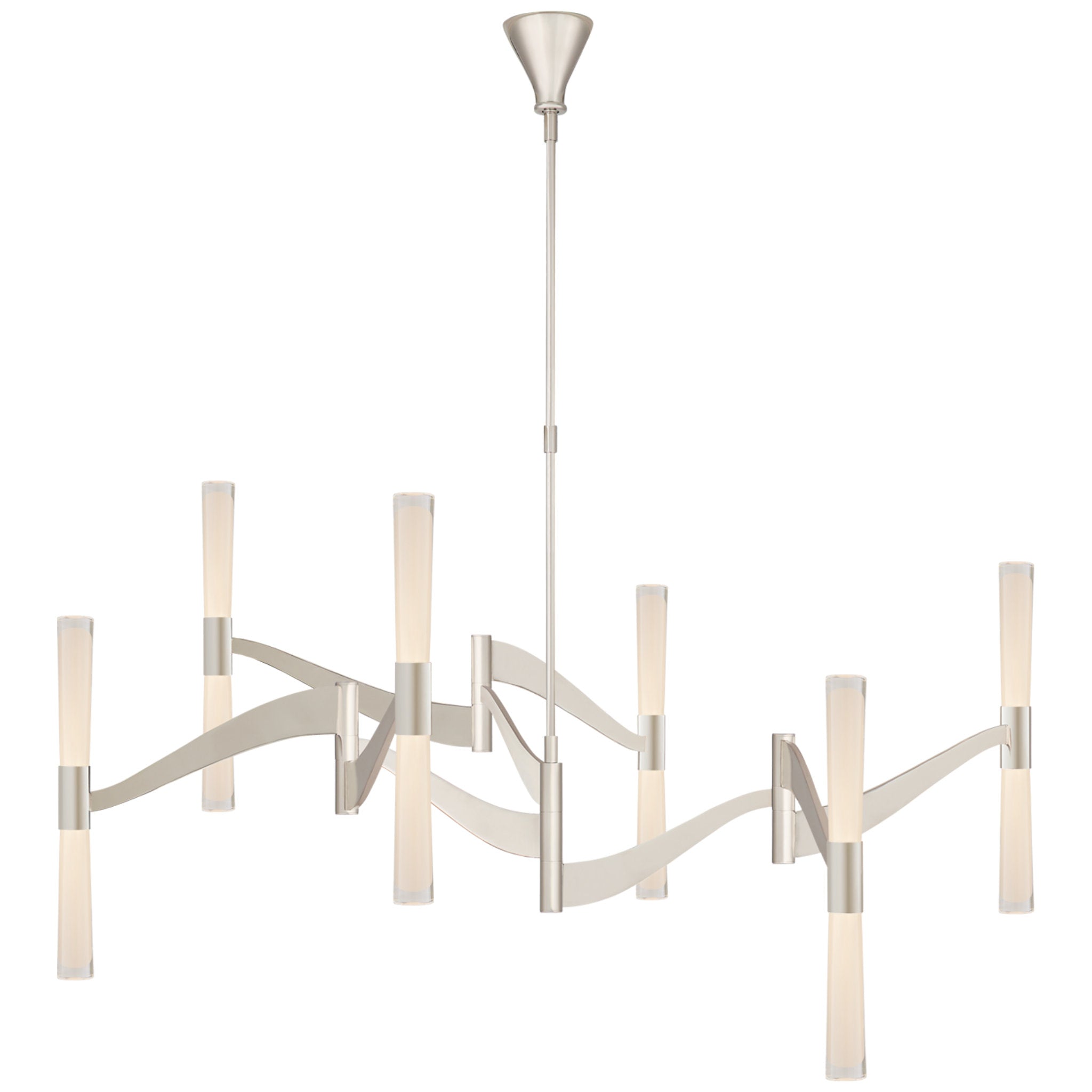 AERIN Brenta Grande Chandelier in Polished Nickel with White Glass Ceiling Light W54.5"