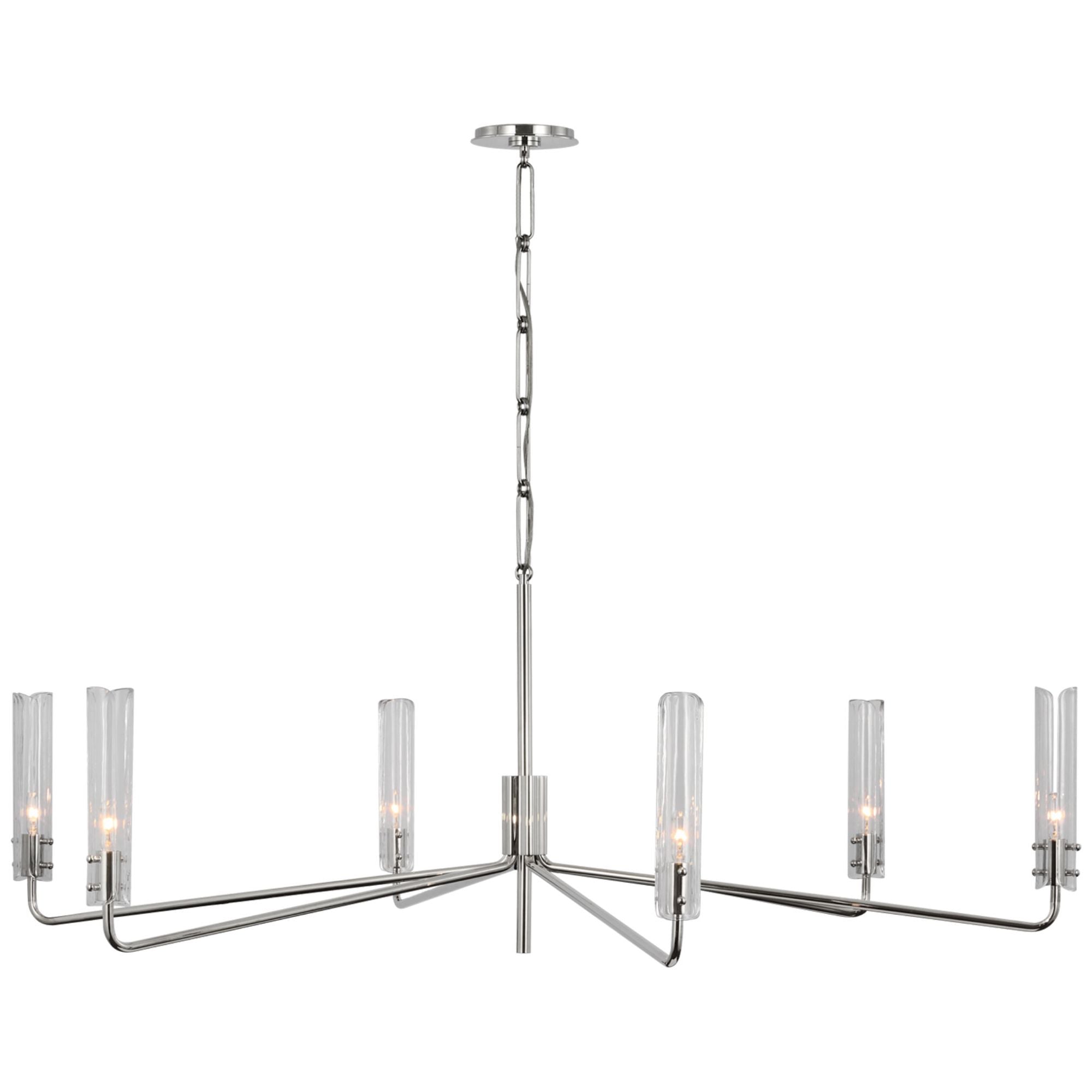 AERIN Casoria Grande Chandelier in Polished Nickel with Clear Glass Ceiling Light W56.5" x H20"