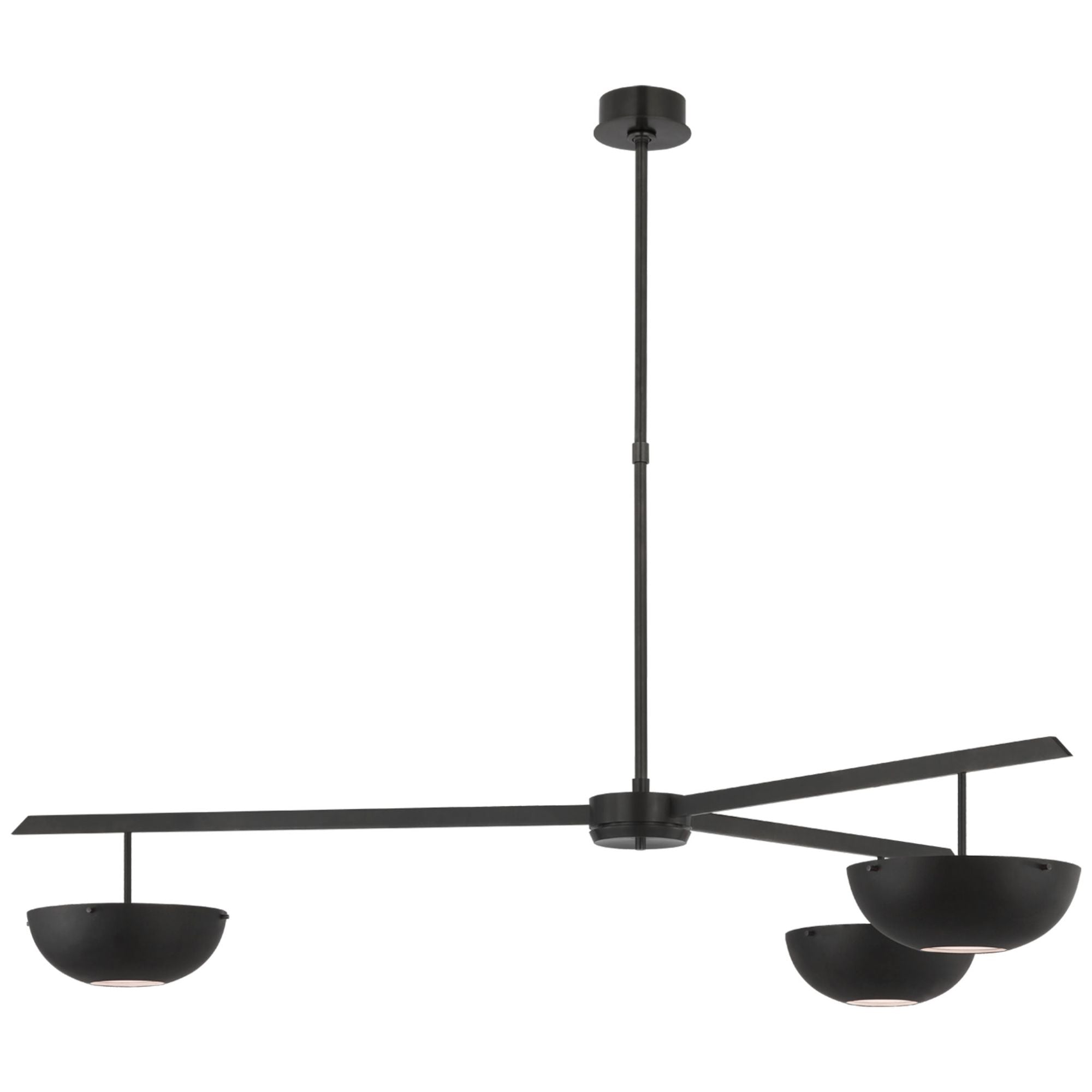 AERIN Valencia Extra Large Three Light Chandelier in Bronze with Matte Black Ceiling Light W54"